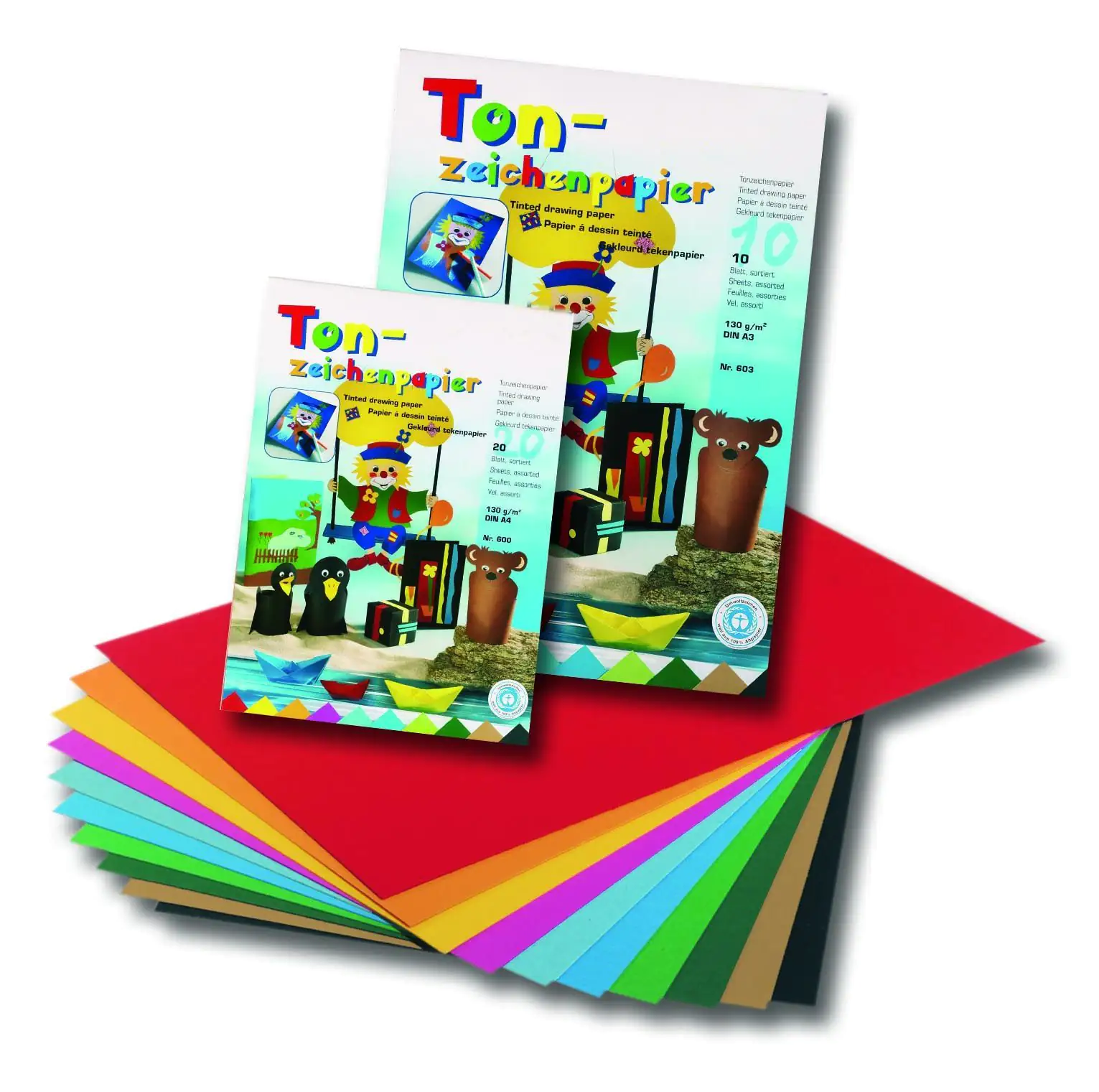 4001868006001 Glorex Tonzeichenpapierblock 130g/m² sortiert A4 20 Blatt