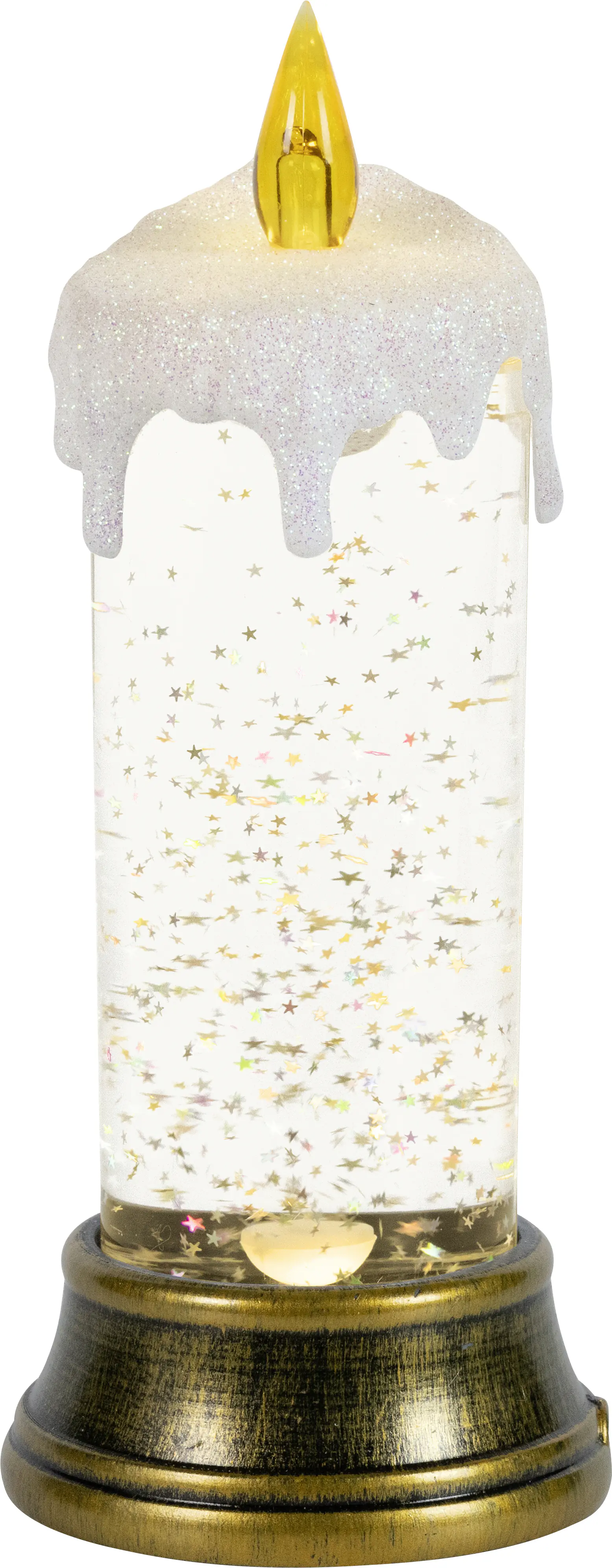 Lumineo LED Kerze mit Goldglitzerwirbel 9,3 x 22,5 cm  warmweiß