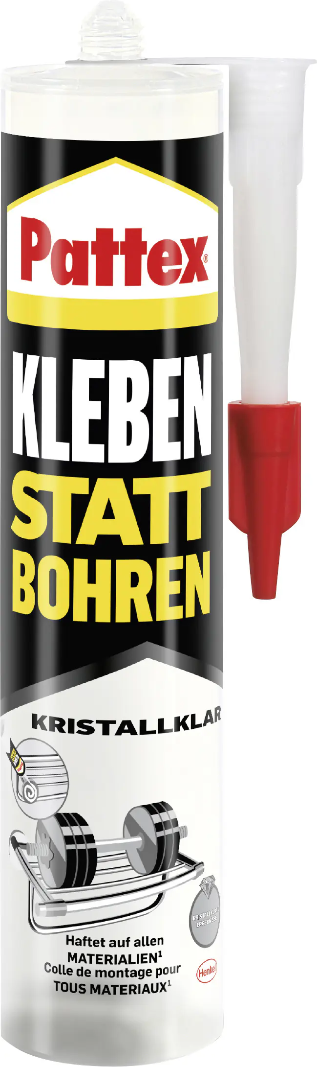 Pattex Montagekleber Kleben statt Bohren Kristallklar 290 g Kartusche, transparent