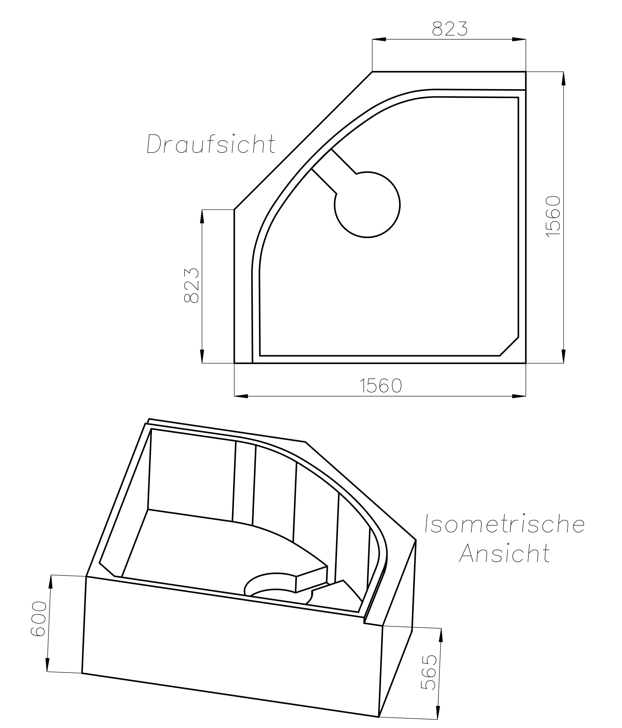 Ottofond Wannenträger Lima 1560 x 1560 mm