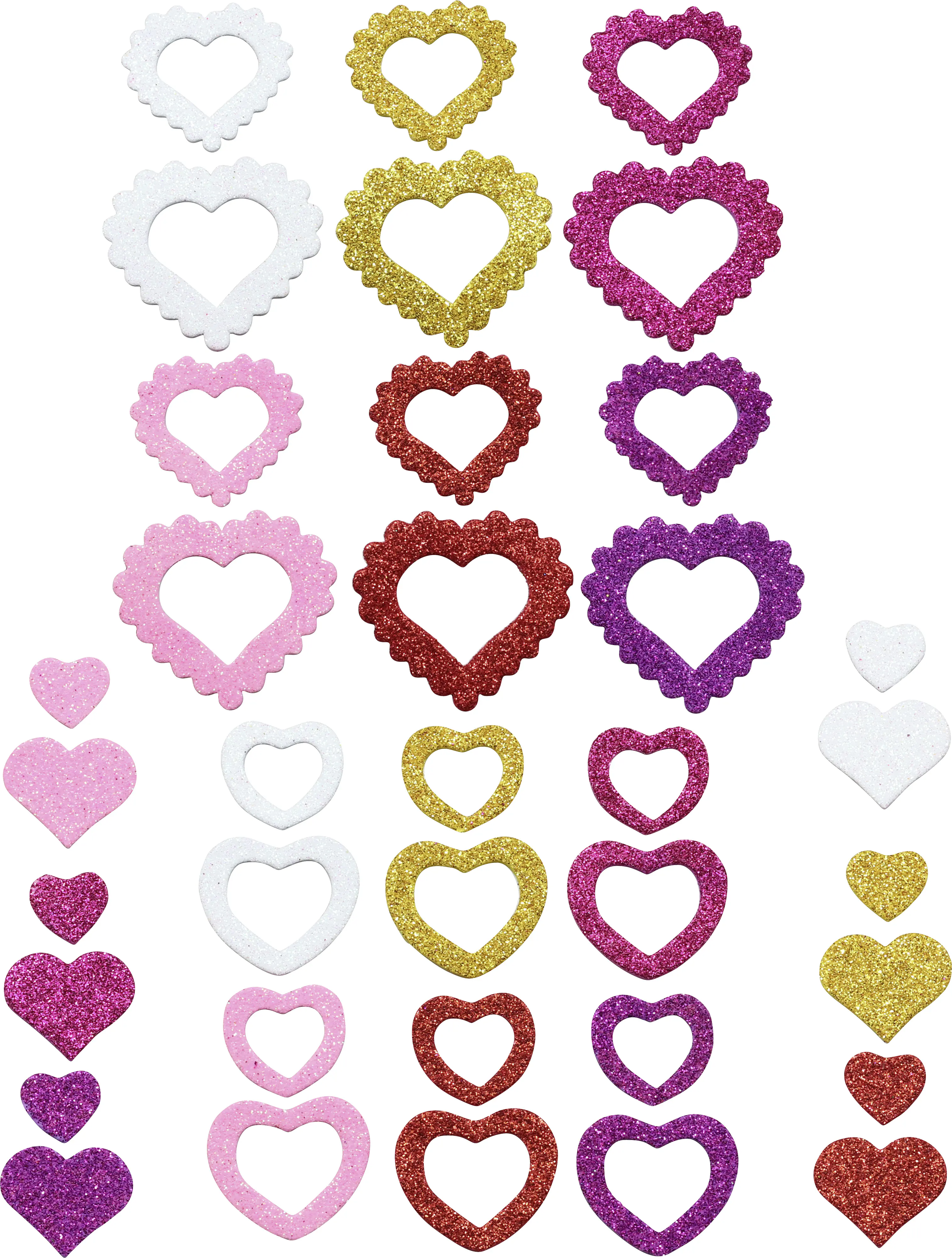 Glorex Moosgummi Sticker Herzen selbstklebend , 72 Stück