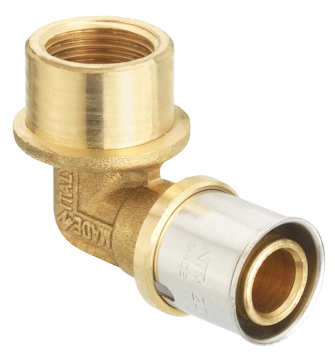 4035300827299 Cornat Press-Winkel 90° komplett Messing/Edelstahl, ø 20 mm, 1/2" IG