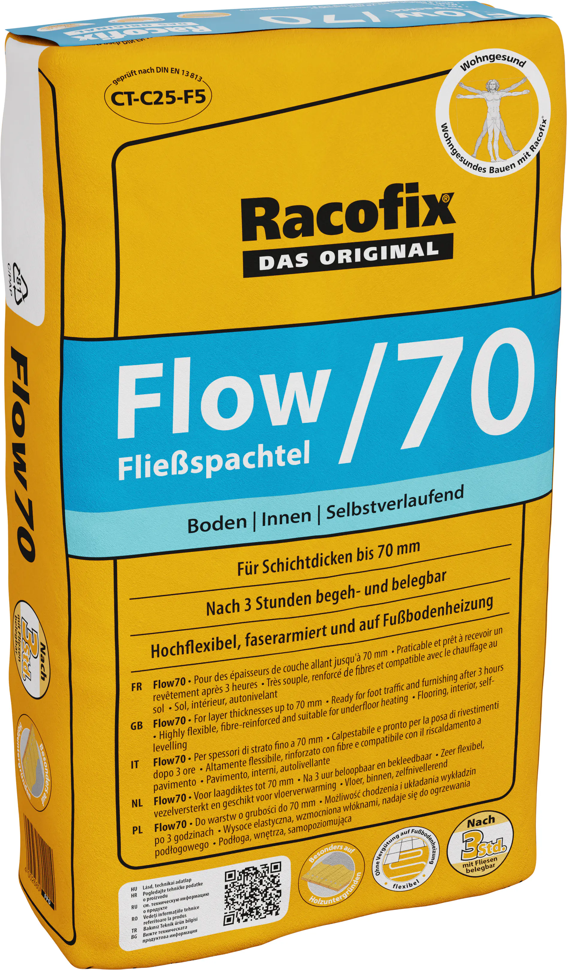 Racofix Fließspachtel Flow70 20 kg grau