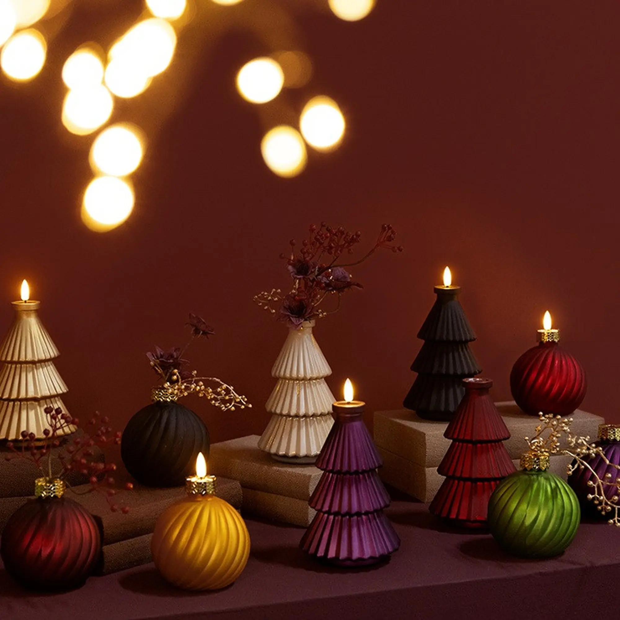 Flamingo LED-Dekokugel Weihnachten mit Timer Glas Ø 10 x 13,6 cm warmweiß rot