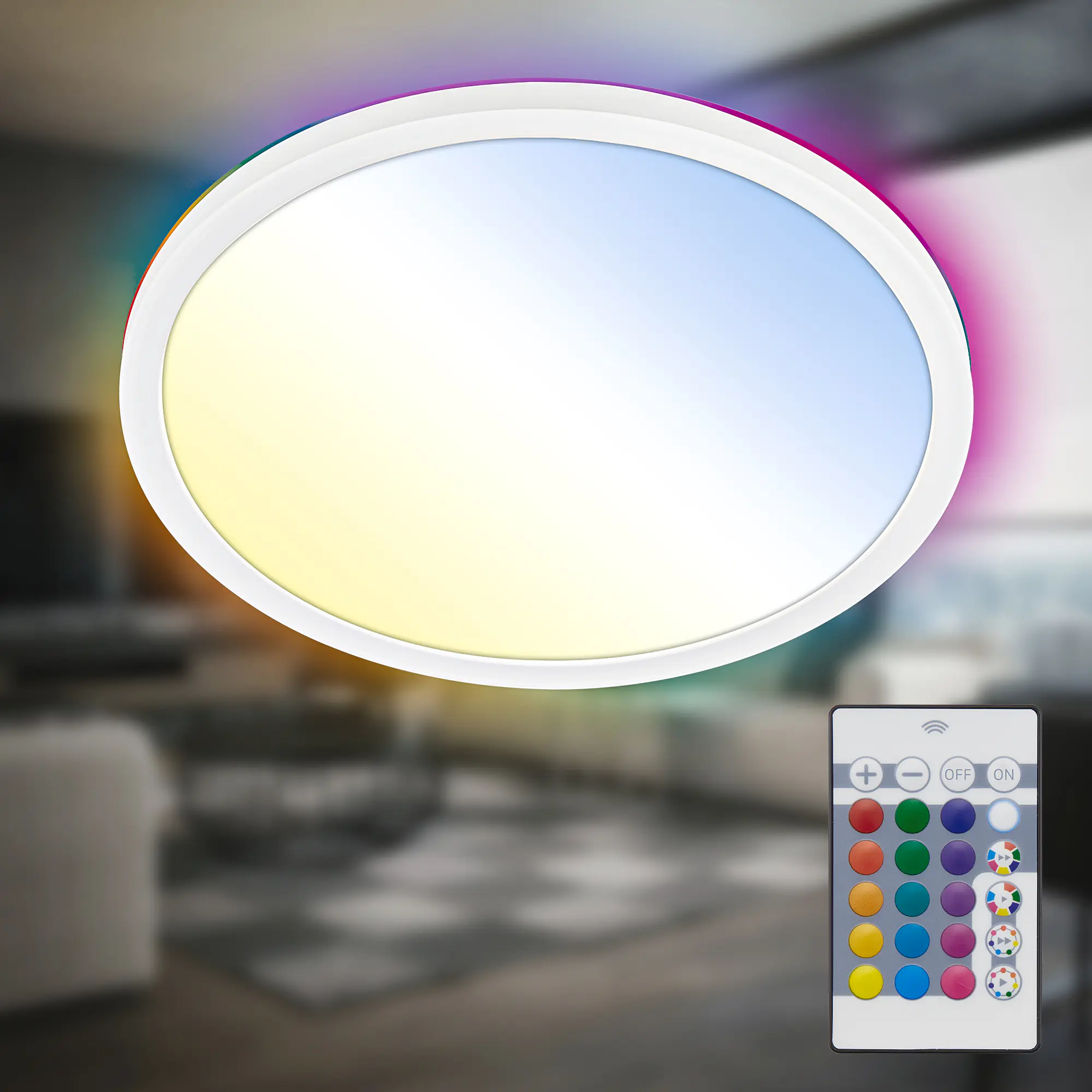 Briloner LED-Panelleuchte Slim Ø 29 cm weiß dimmbar RGB