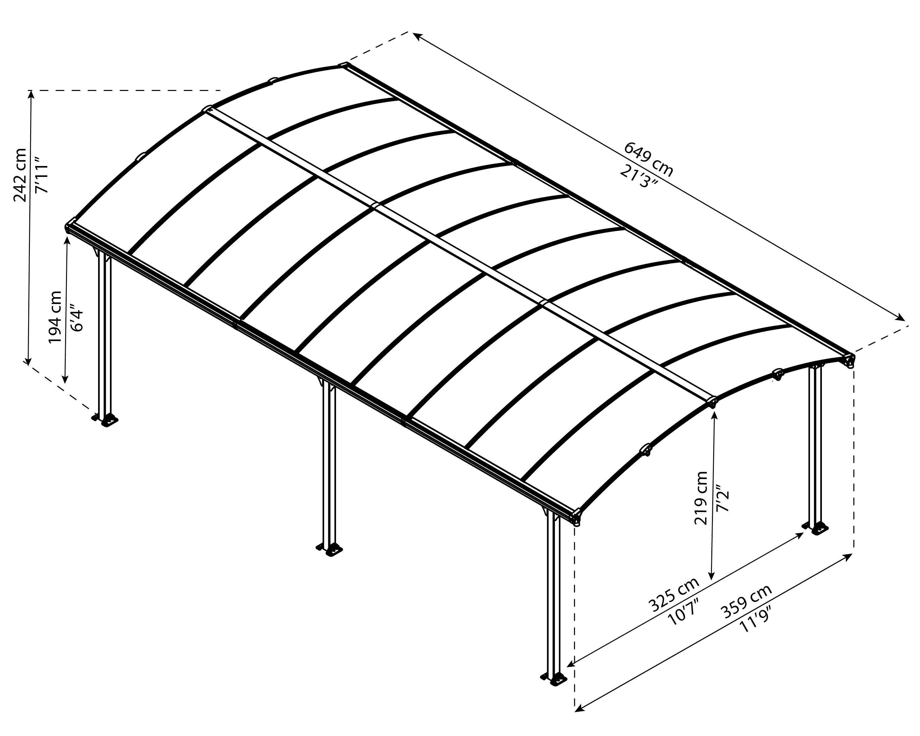 Canopia Carport Arcadia 6400 649 x 359 x 242 cm