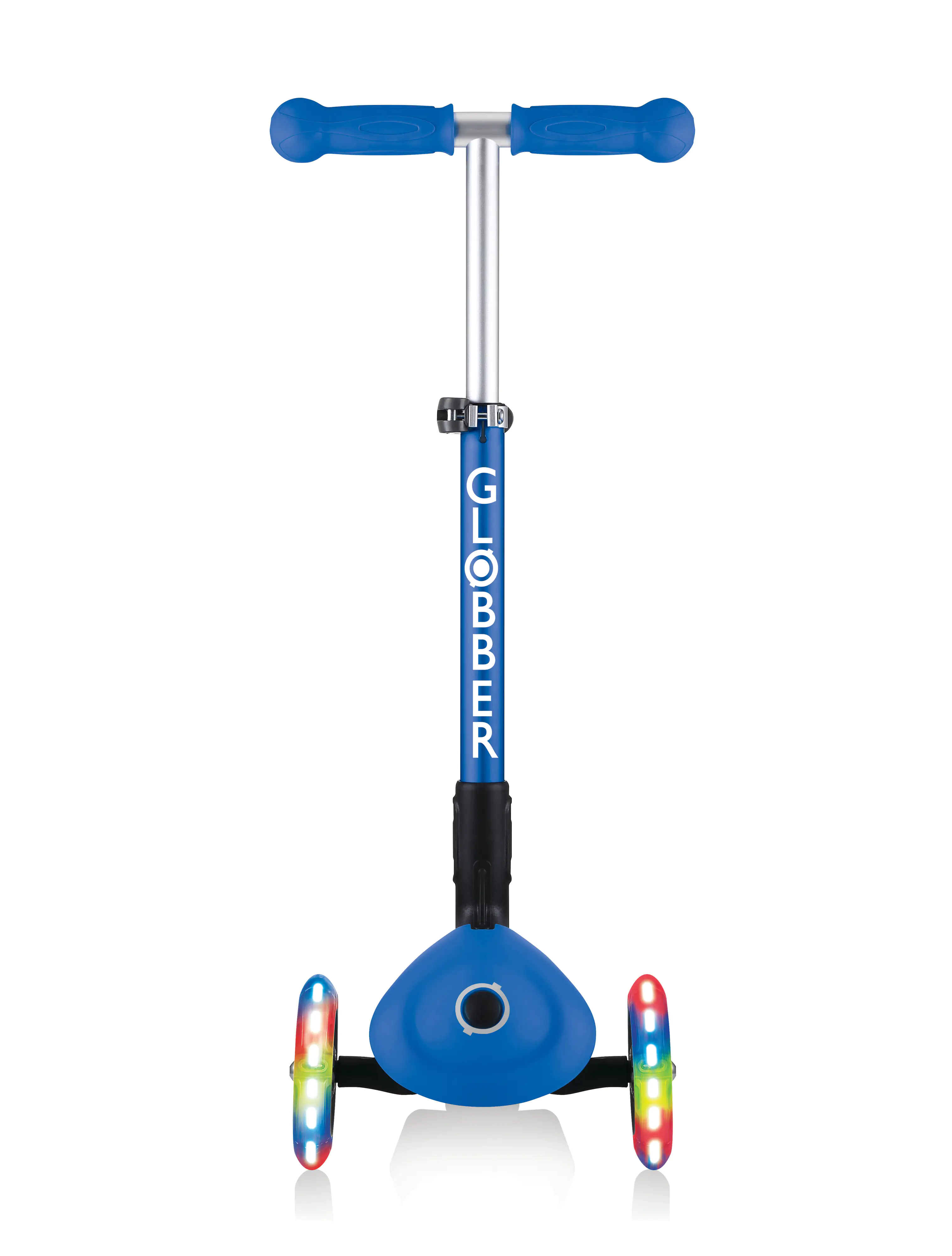 Globber Scooter Junior Foldable Lights dunkelblau mit Leuchtrollen