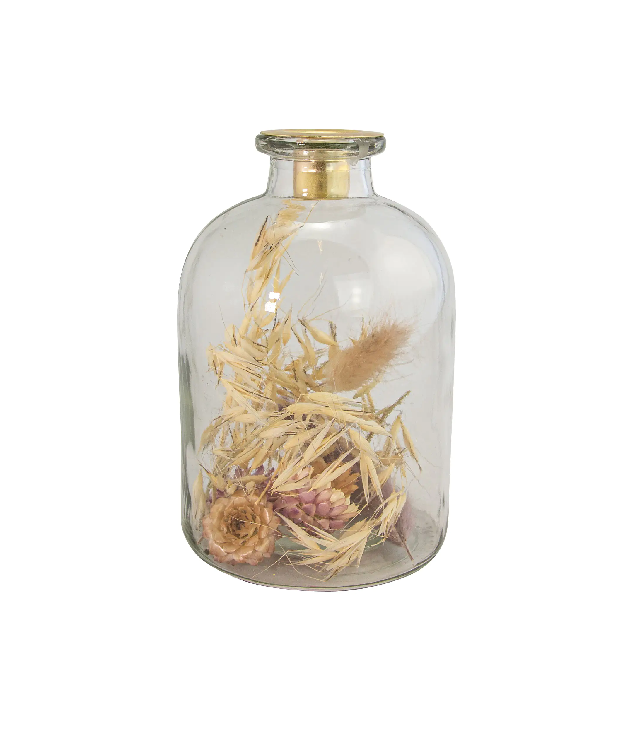Riffelmacher Kerzenhalter aus Glas mit Trockenblumen 11 x 11 x 17 cm Riffelmacher Kerzenhalter aus Glas mit Trockenblumen 11 x 11 x 17 cm
