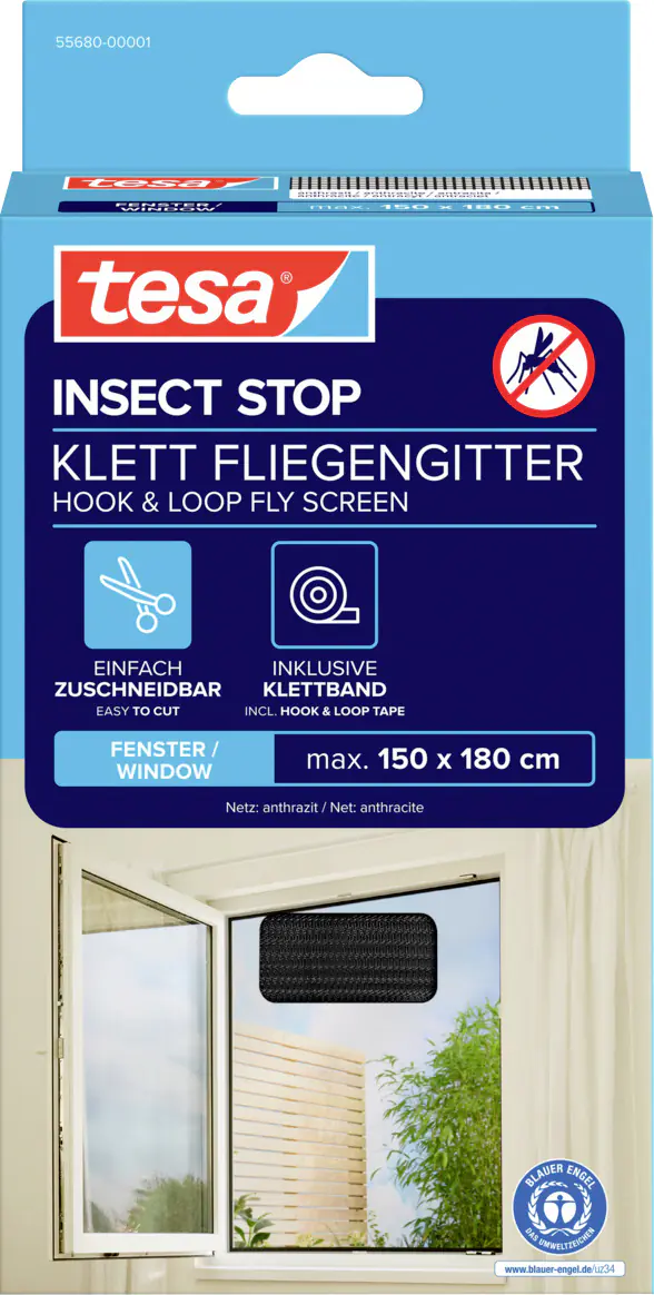 tesa Fliegengitter STANDARD 150 x 180 cm anthrazit individuell kürzbar