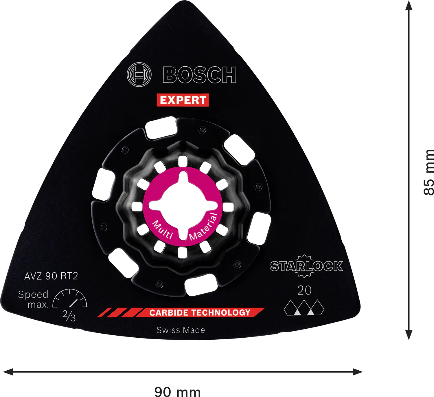 Bosch Expert Schleifplatte AVZ 90 RT2 für Multifunktionswerkzeuge 90 mm