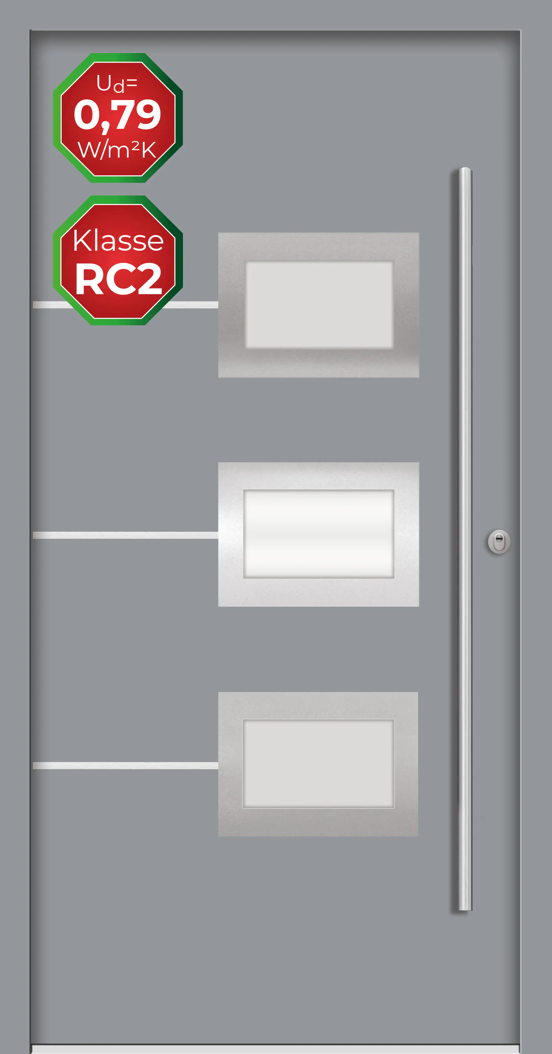 Splendoor Haustür Passivedoor Premium B03 RC2 Grau DIN Rechts 100 x 210 cm