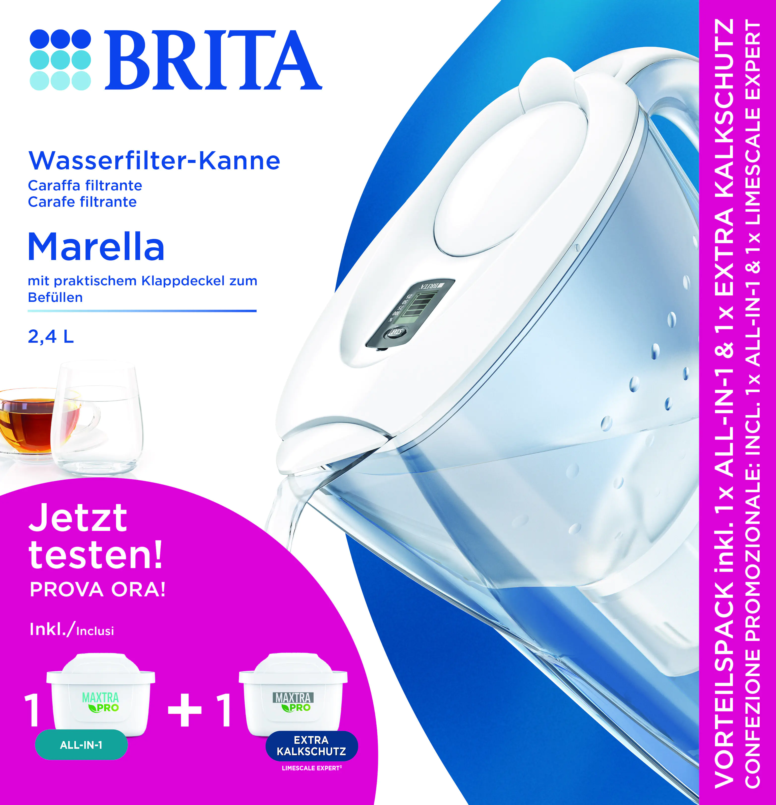 Brita Wasserfilter Kanne Marella weiß 2,4 l Füllmenge Vorteilspack