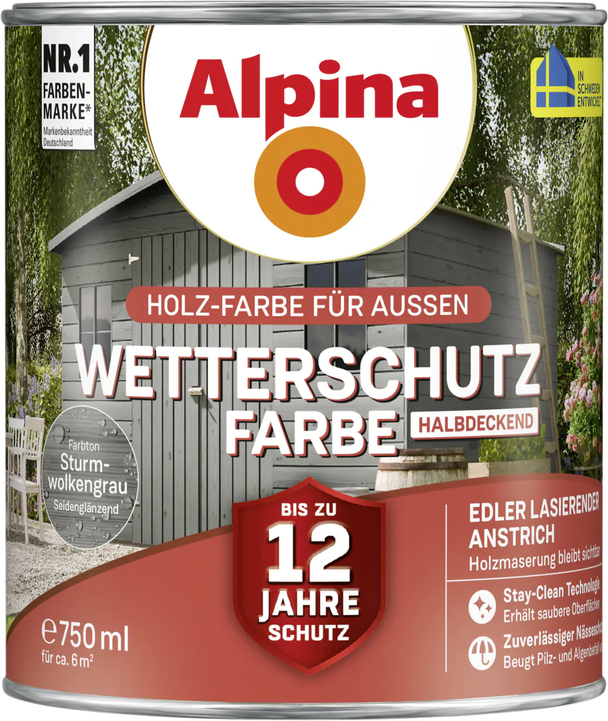 Alpina Wetterschutzfarbe halbdeckend 0,75 L sturmwolkengrau Alpina Wetterschutzfarbe halbdeckend 0,75 L sturmwolkengrau