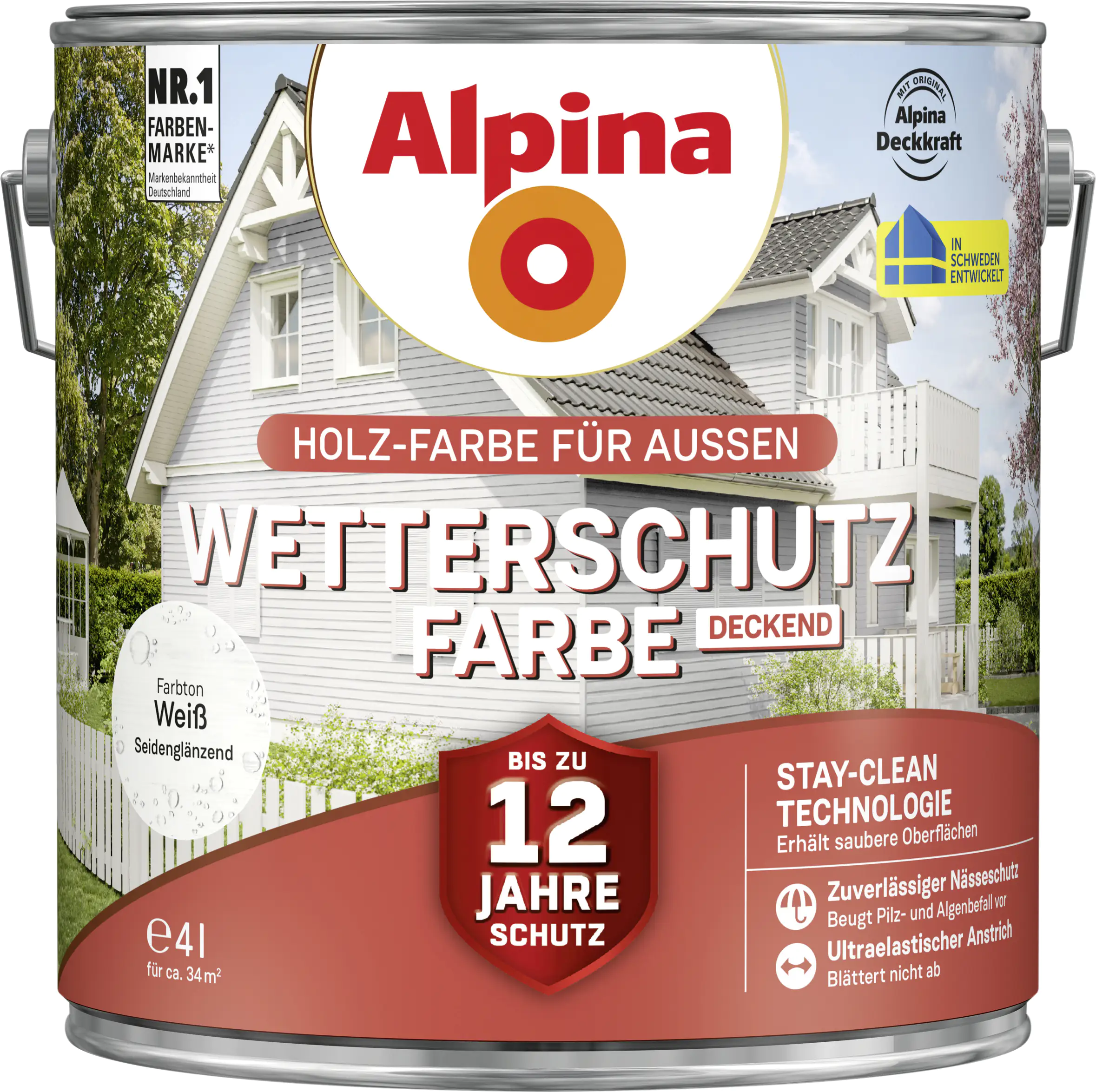 Alpina Wetterschutzfarbe deckend 4 L weiß