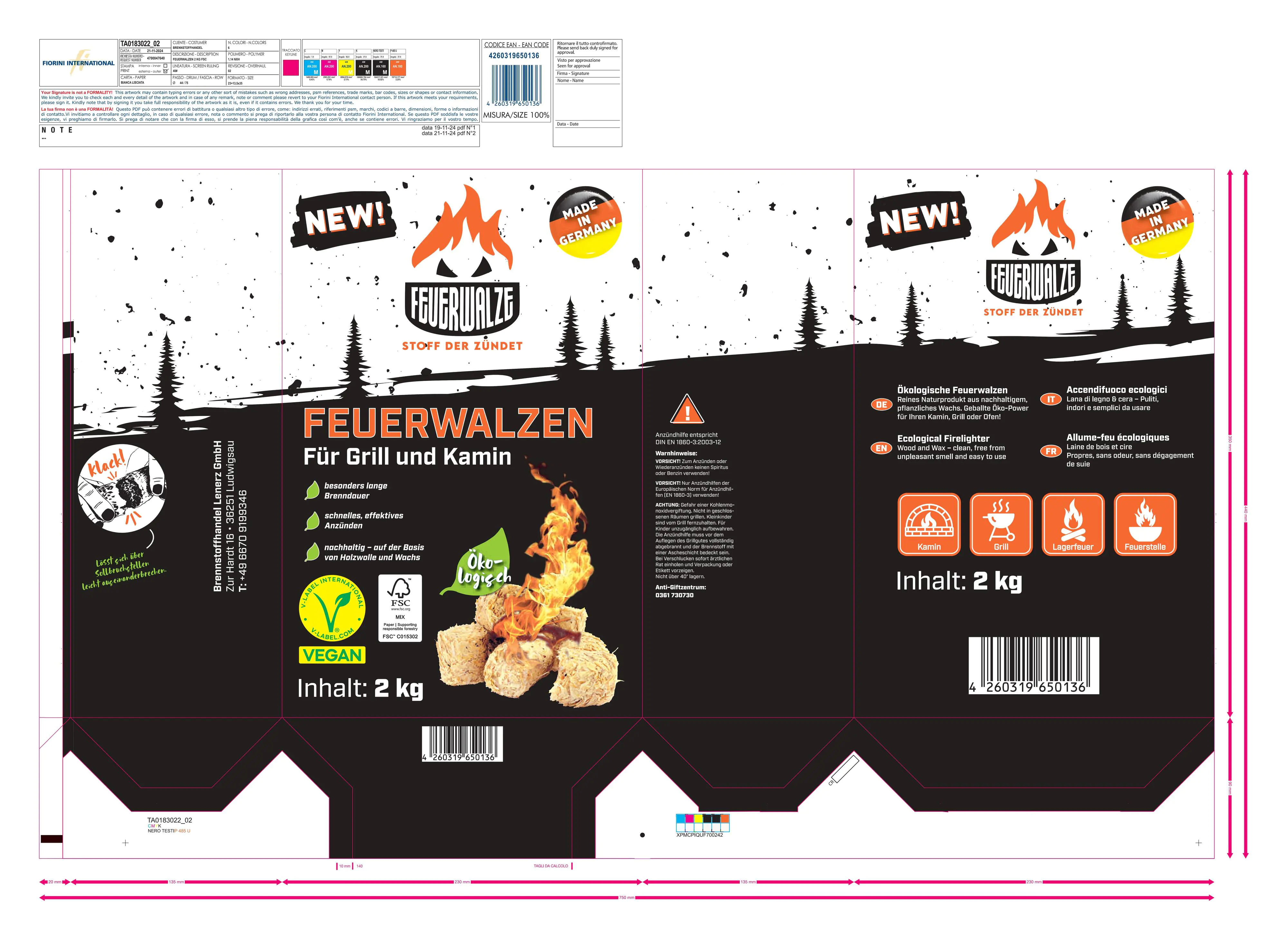 Brennstoffe Lenerz Feuerwalze Zündwolle 2 kg in Papiertüte