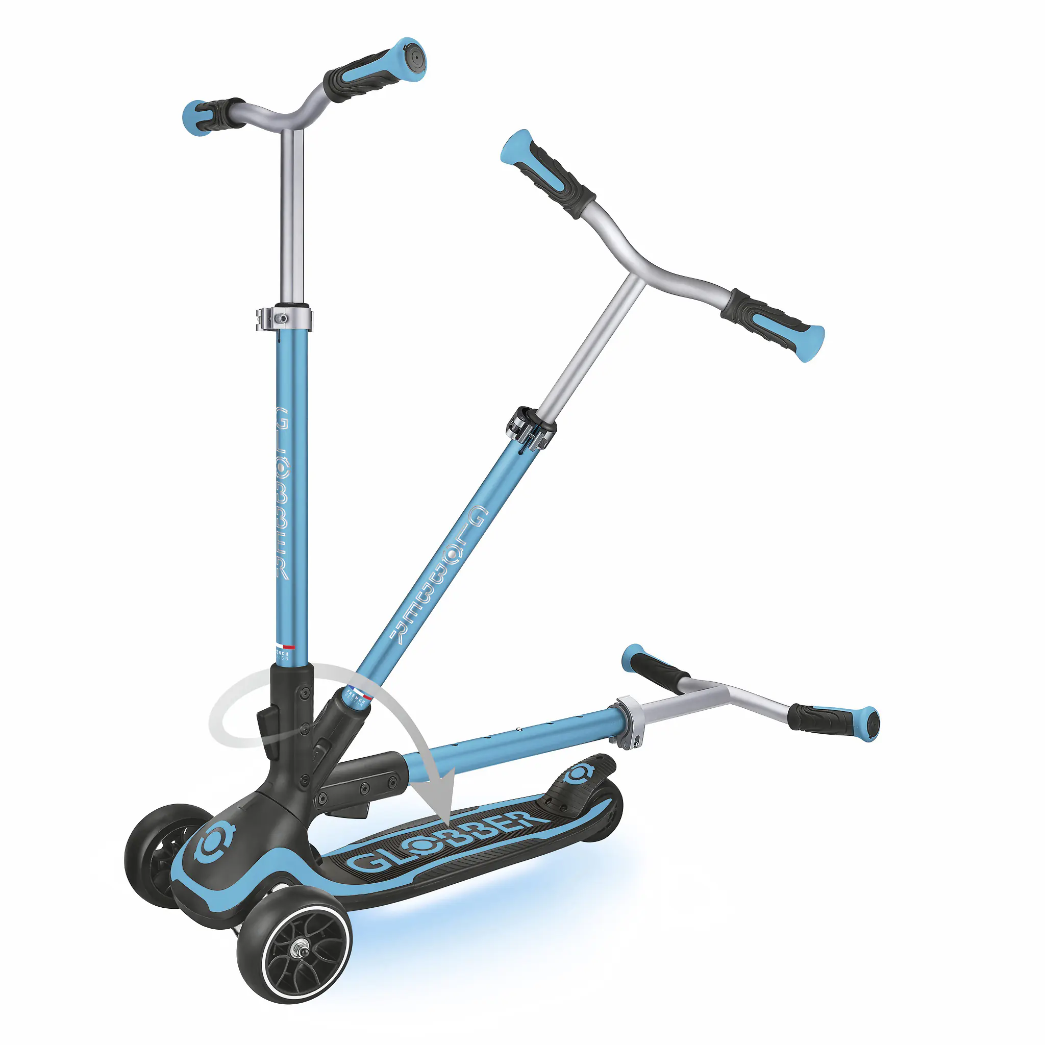 Globber Scooter für Kinder mit Leuchtrollen Ultimum Lights blau