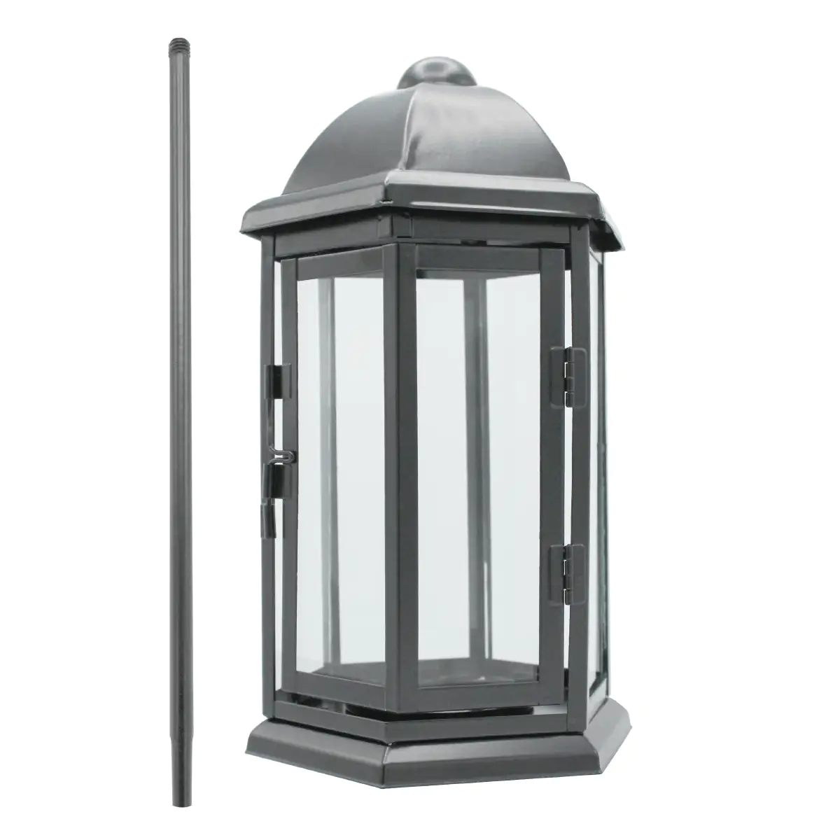 Grablaterne aus Stahlblech 23,5 cm schwarz mit Erdspieß Grablaterne aus Stahlblech 23,5 cm schwarz mit Erdspieß