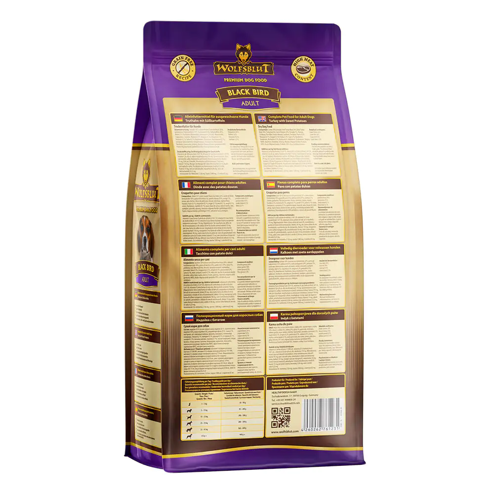Wolfsblut Black Bird Adult Trockenfutter - Truthahn mit Süßkartoffel 2 kg