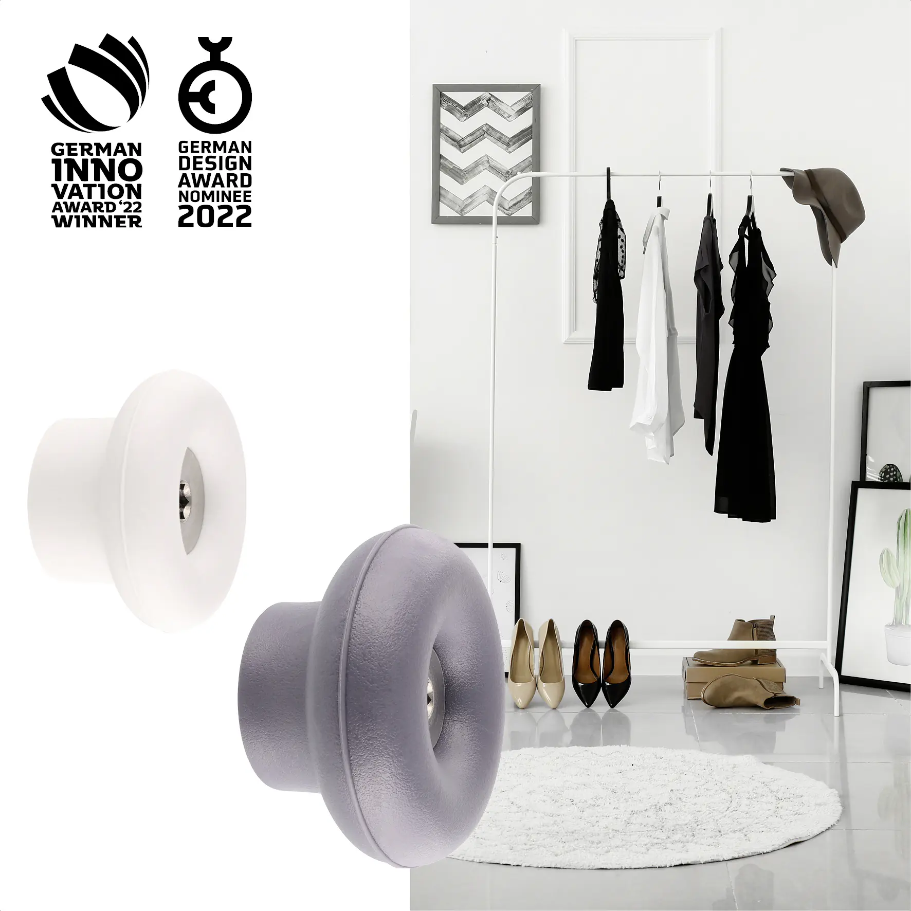 Wagner Wandhaken-Set hooks4home Dot Tragkraft bis 2 kg Kunststoff schiefergrau weiß 4 Stück Wagner Wandhaken-Set hooks4home Dot Tragkraft bis 2 kg Kunststoff schiefergrau weiß 4 Stück