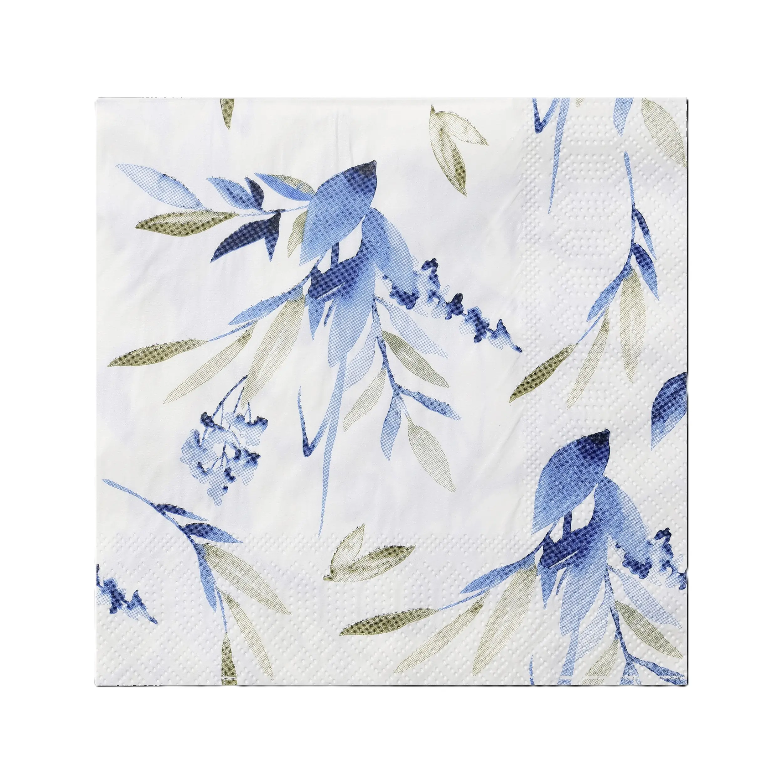 Eglo Servietten Blätter/Blüten Pasig 17 x 8 cm weiß blau- 20er Pack