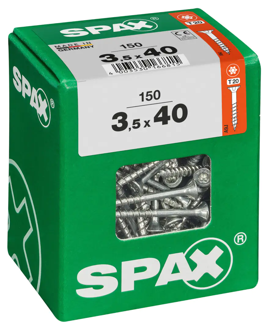 Spax Universalschrauben 3.5 x 40 mm TX 20 Senkkopf - 150 Stk. Spax Universalschrauben 3.5 x 40 mm TX 20 Senkkopf - 150 Stk.