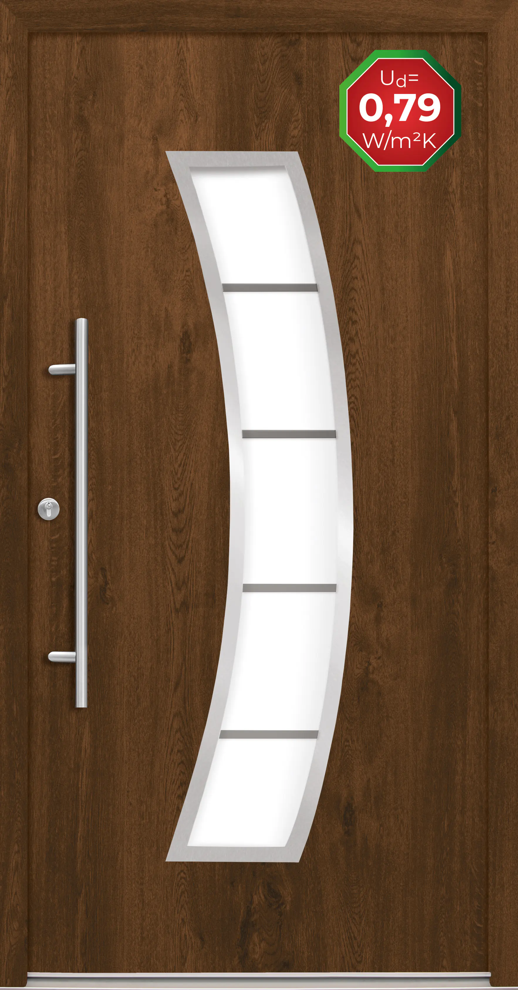 Splendoor Haustür Passivedoor Premium P14 Nussbaum DIN Links 100 x 210 cm