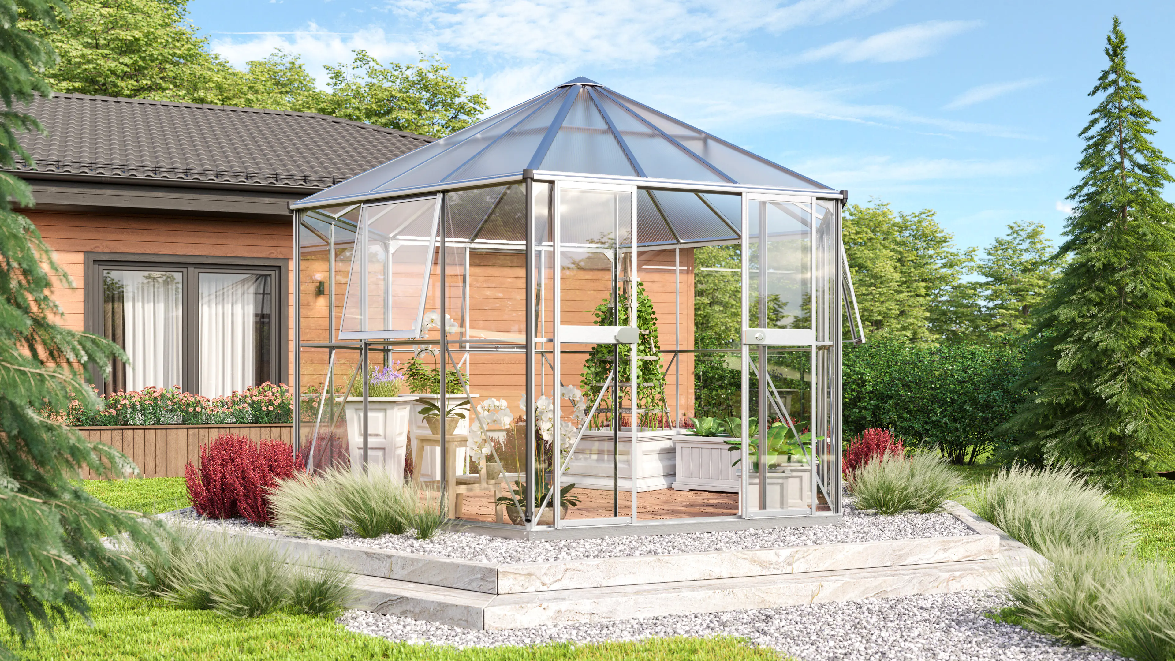 Vitavia Gewächshaus Juno 9000 383 x 331 cm 3 mm Sicherheitsglas