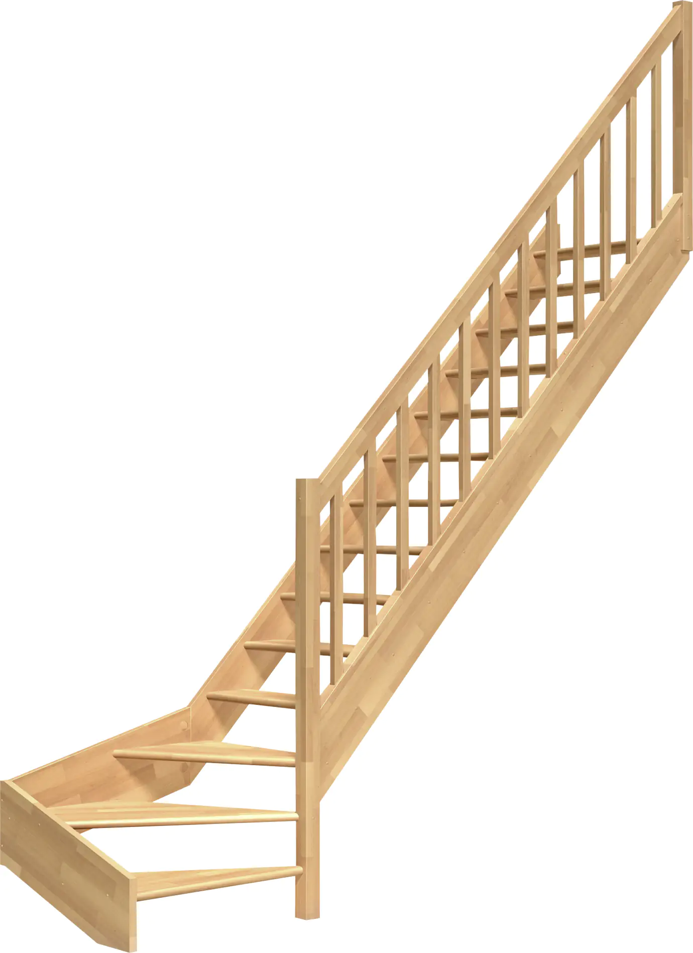 Dolle Raumspartreppen Paris 1/4-gew. Buche versiegelt inkl. Geländer