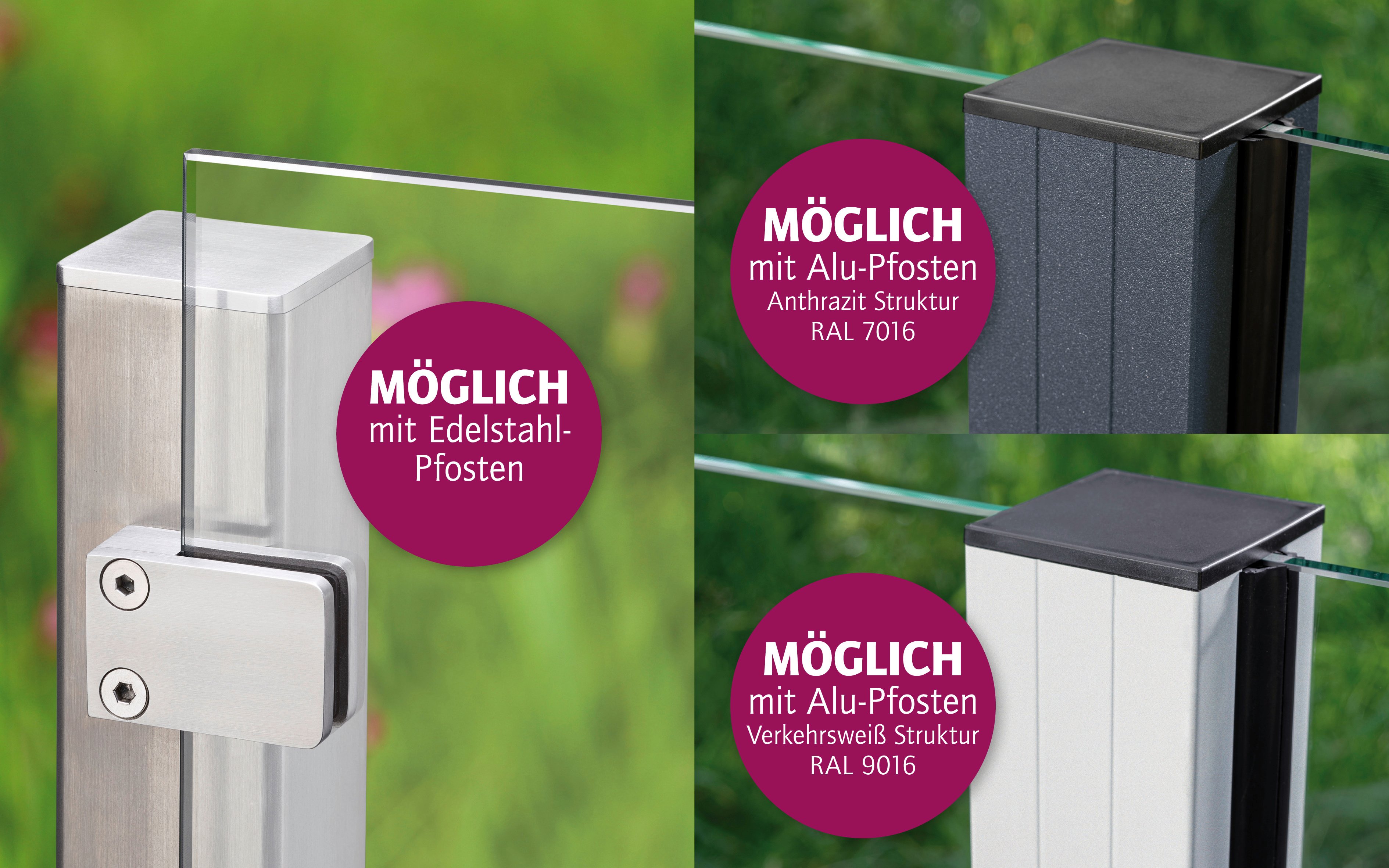 Ambiente Glaszaun B x H: 51,5 cm x 180 cm, gehärtetes 8 mm Glas Ambiente Glaszaun B x H: 51,5 cm x 180 cm, gehärtetes 8 mm Glas