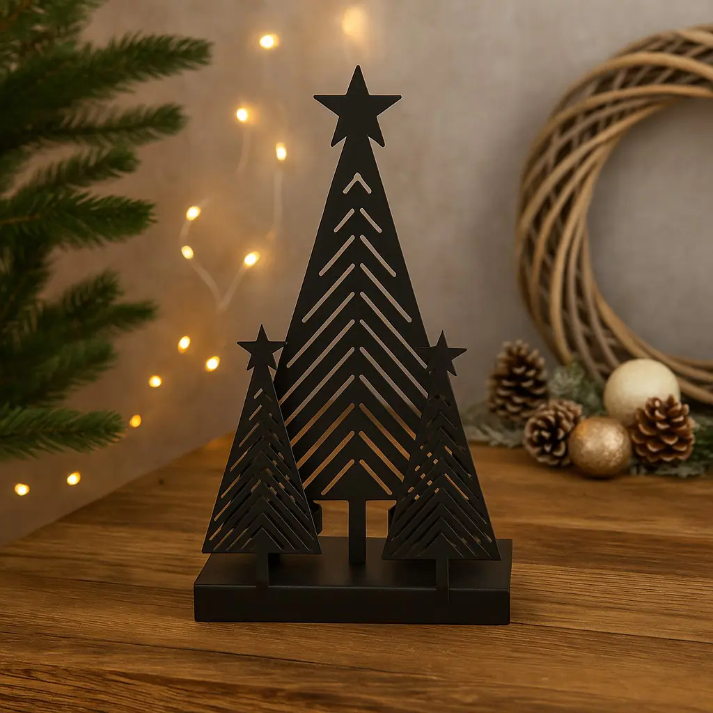 Kerzenhalter Tannenbaum mit Stern Metall 22 x 13 cm 