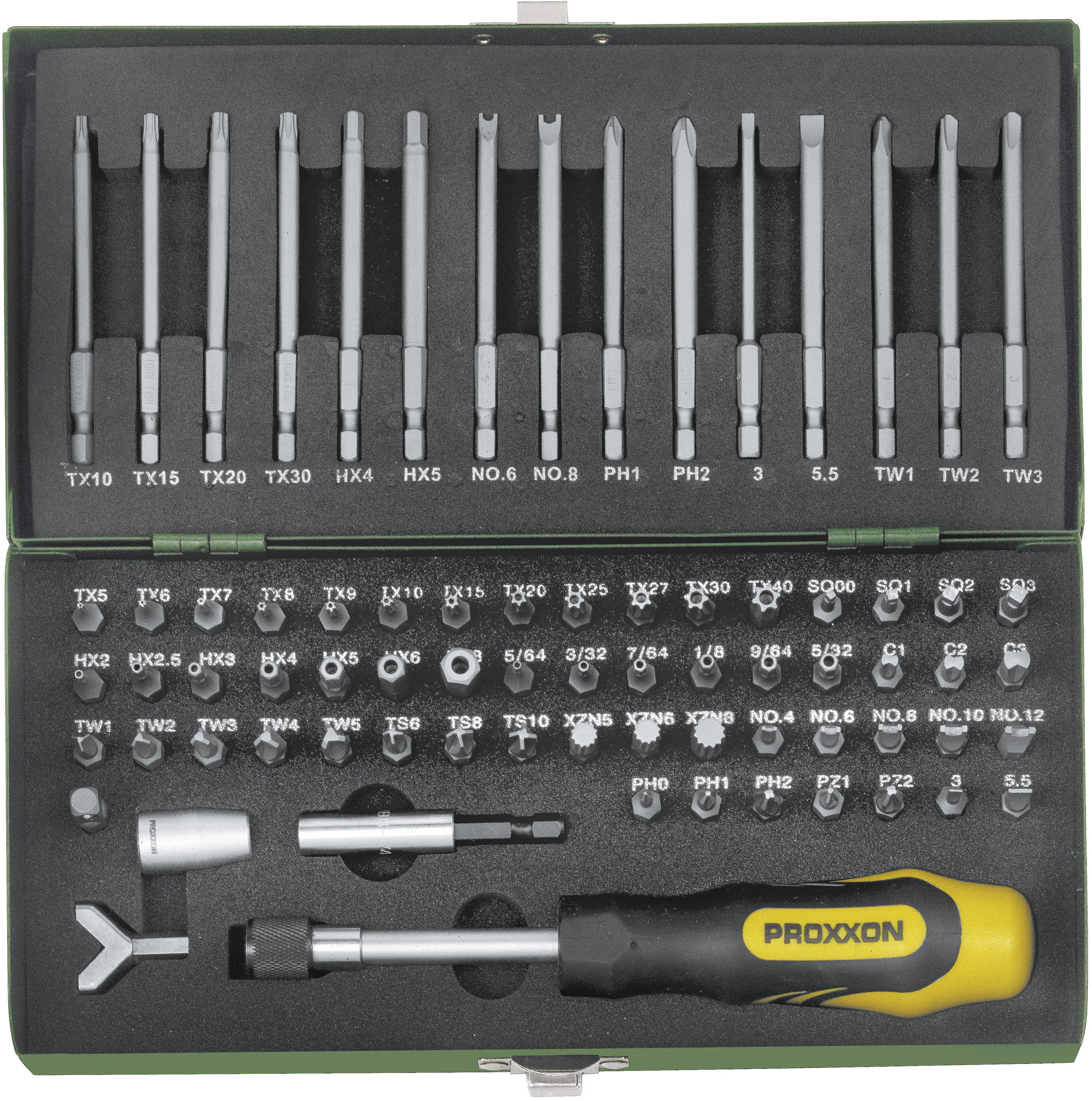 Proxxon Sicherheits-& Spezialbitsatz 75-teilig 1/4"