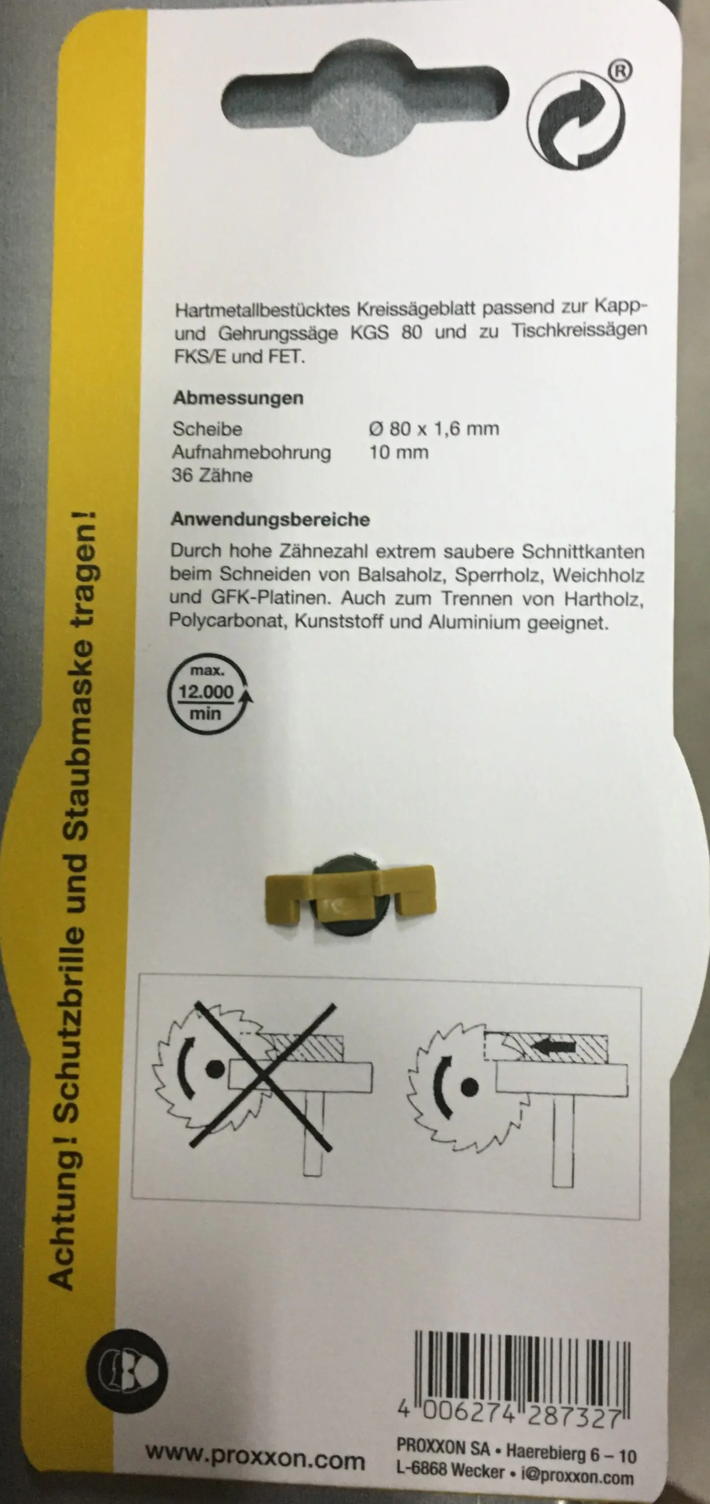 Proxxon Micromot Kreissägeblatt Ø 80 mm Bohrung Ø 10 mm Proxxon Micromot Kreissägeblatt Ø 80 mm Bohrung Ø 10 mm