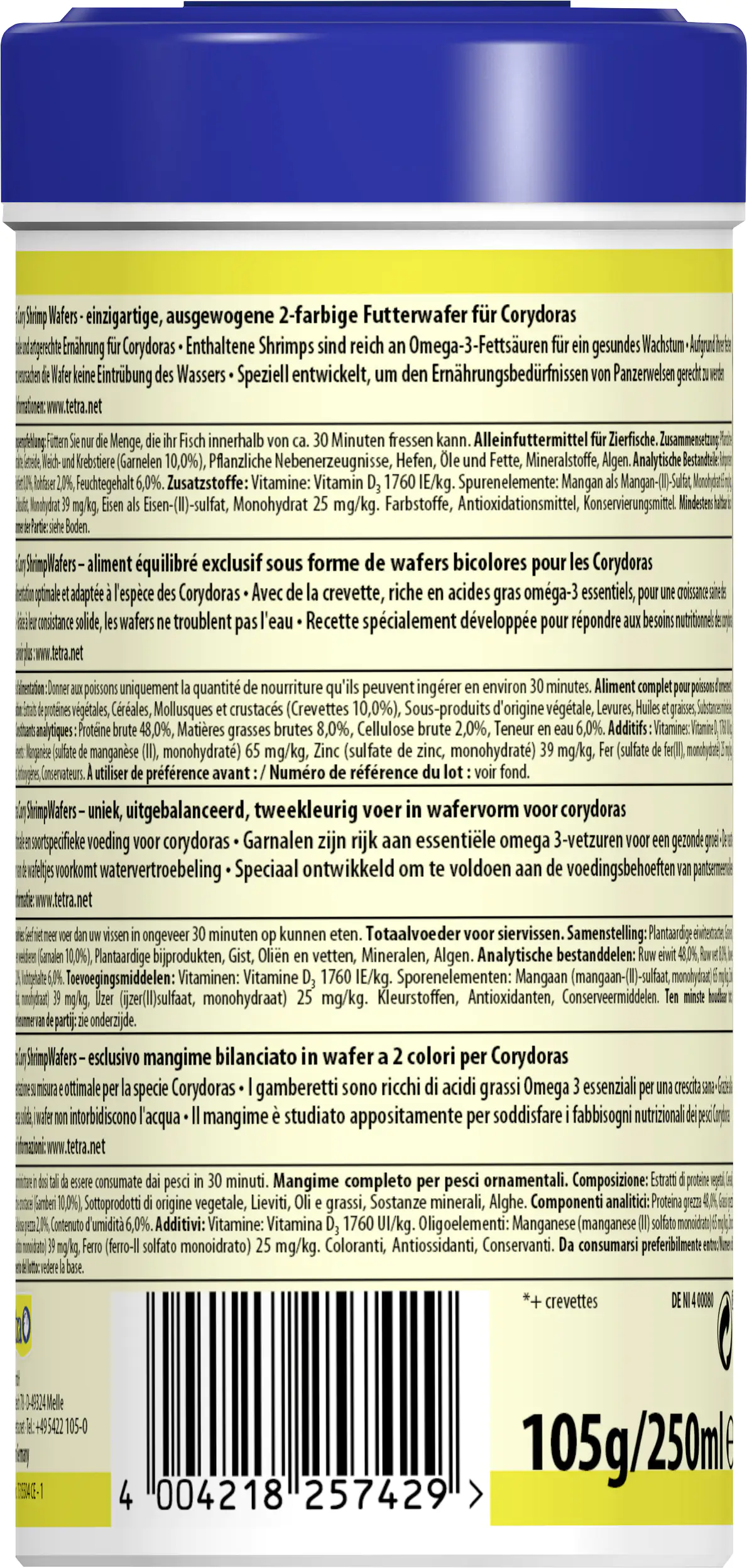 Tetra Cory Shrimp Wafers 250 ml Tetra Cory Shrimp Wafers 250 ml