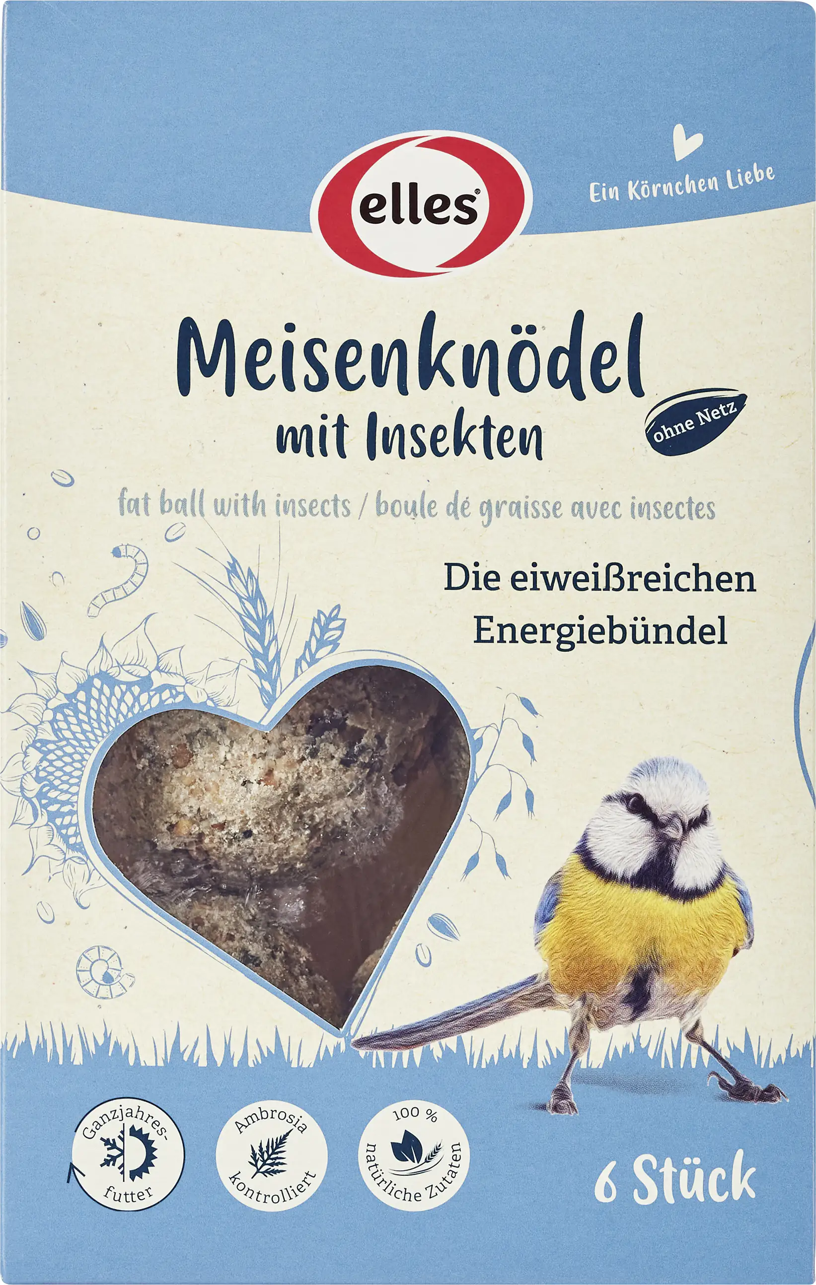 Elles Meisenknödel ohne Netz mit Insekten 6 Stück