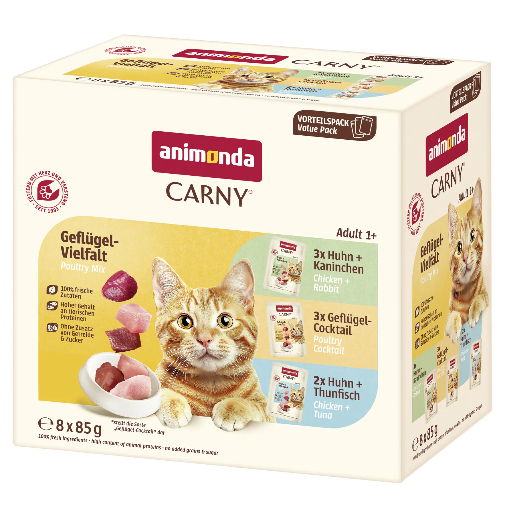 Animonda Carny Katzennassfutter Adult 8 x 85 g Geflügelmix 