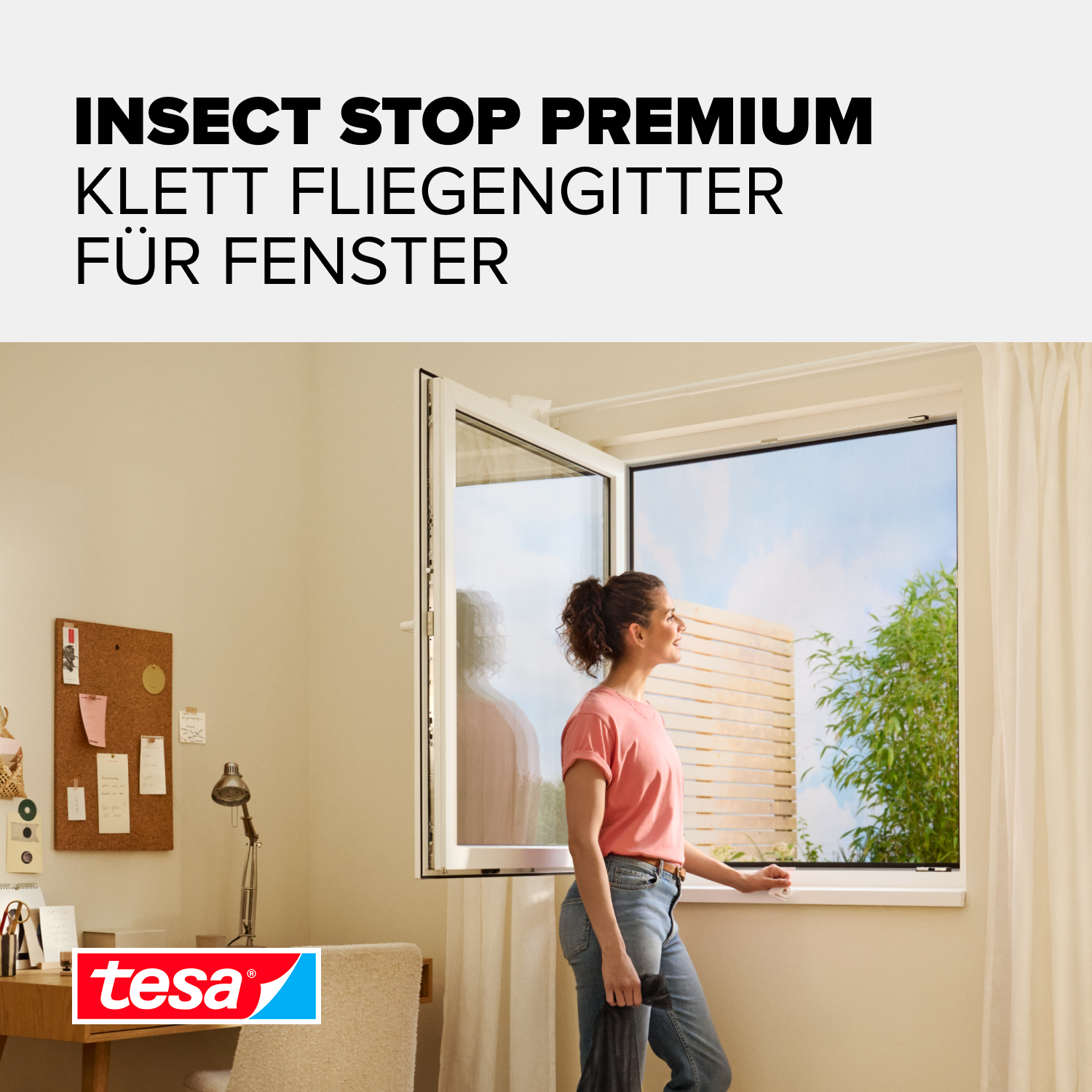 tesa Insektenschutz-Fenster COMFORT 100 x 100 cm anthrazit