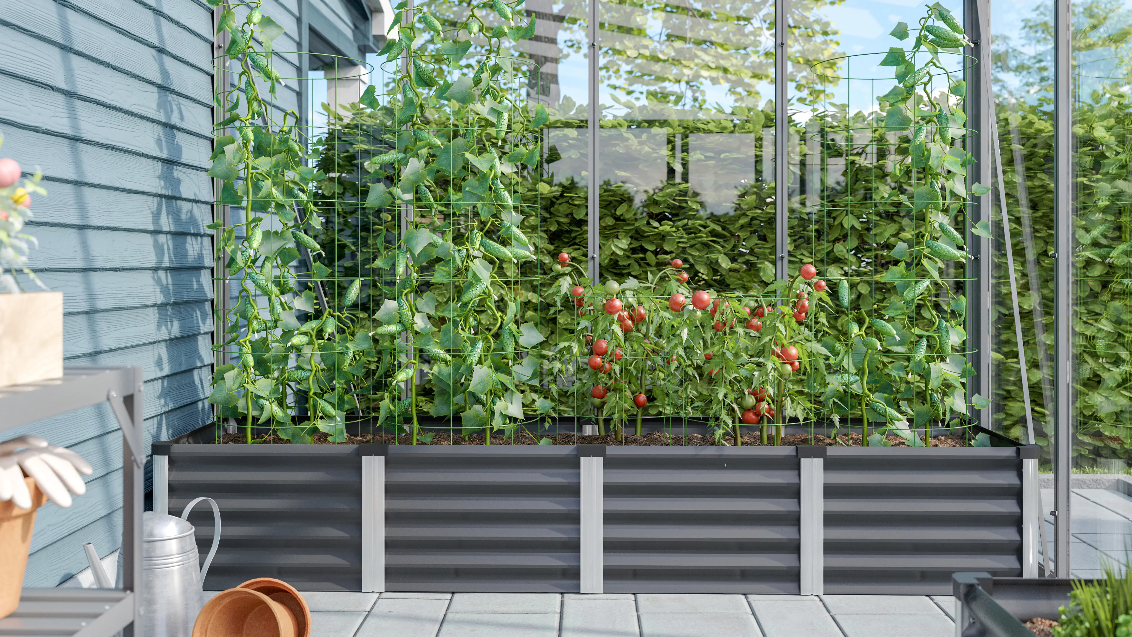 Vitavia Hochbeet Meta 65 x 245 x 40 cm granit aluminium