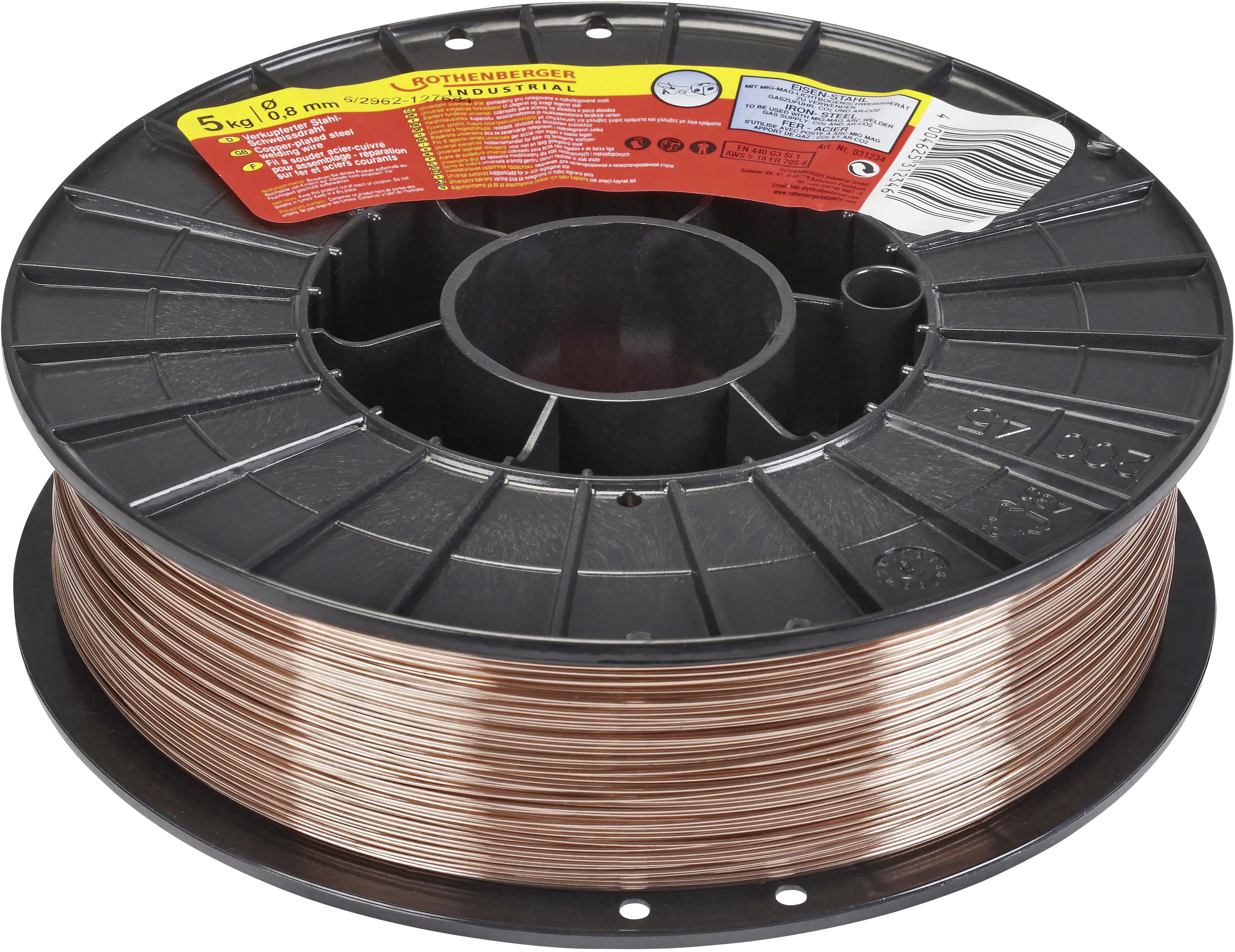Rothenberger Schutzgas-Schweißdraht verkupfert Ø 0,8 mm, 5 kg