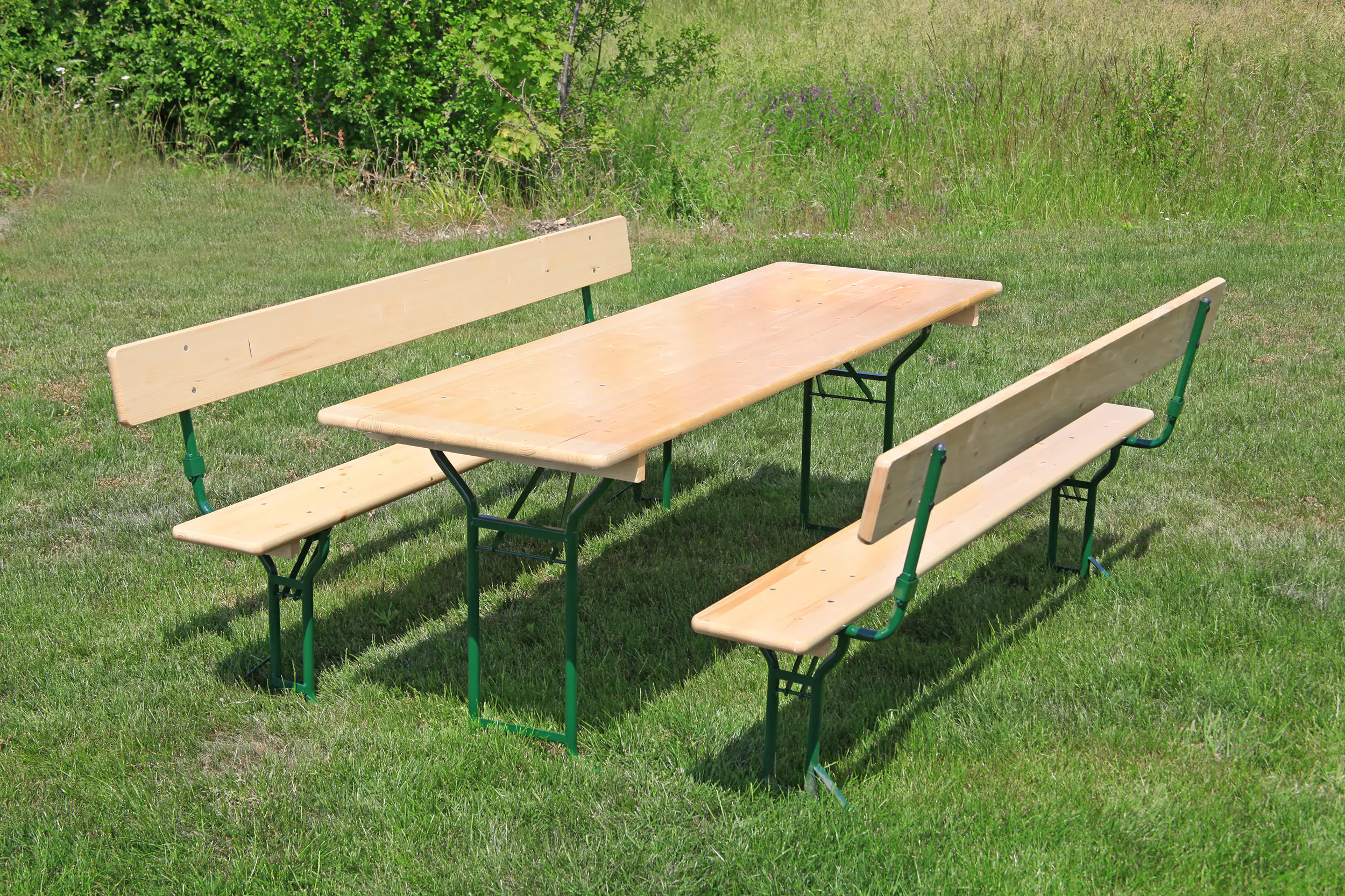 5945864500127_11 Festzeltgarnitur mit Rückenlehne 220x70cm Sitzhöhe 47 cm, natur, 3-teilig