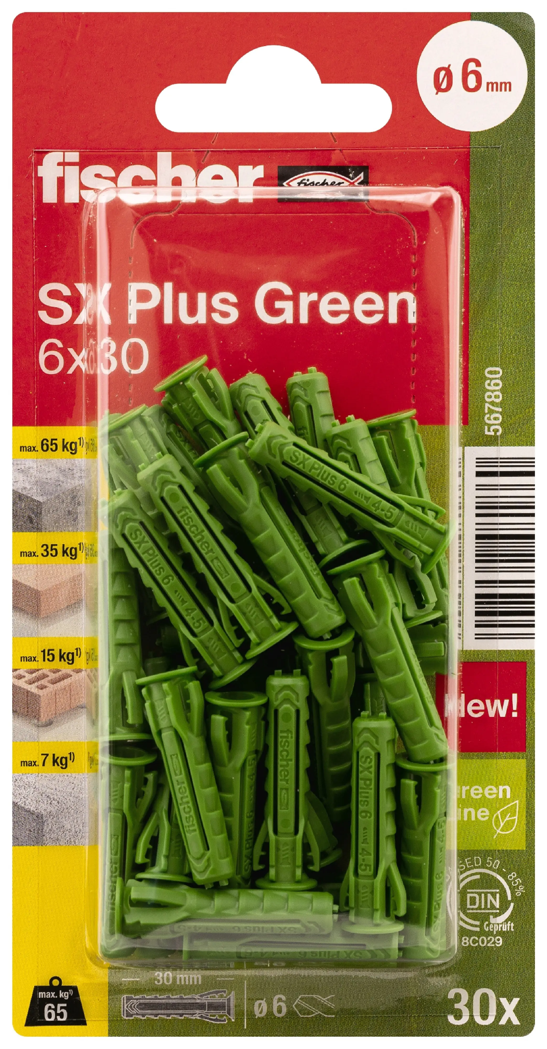 Fischer Spreizdübel SX Plus Green 6.0 x 30 mm - 30 Stück Fischer Spreizdübel SX Plus Green 6.0 x 30 mm - 30 Stück