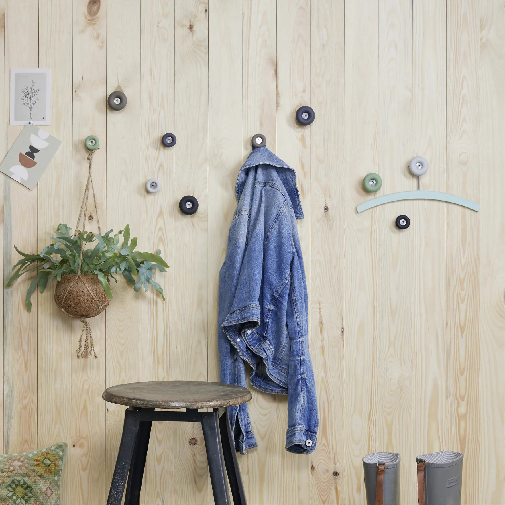 Wagner Wandhaken-Set hooks4home Dot Tragkraft bis 2 kg Kunststoff schiefergrau weiß 4 Stück