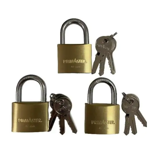 Primaster Vorhängeschlösser Messing 63 mm inkl. 9 Schlüssel