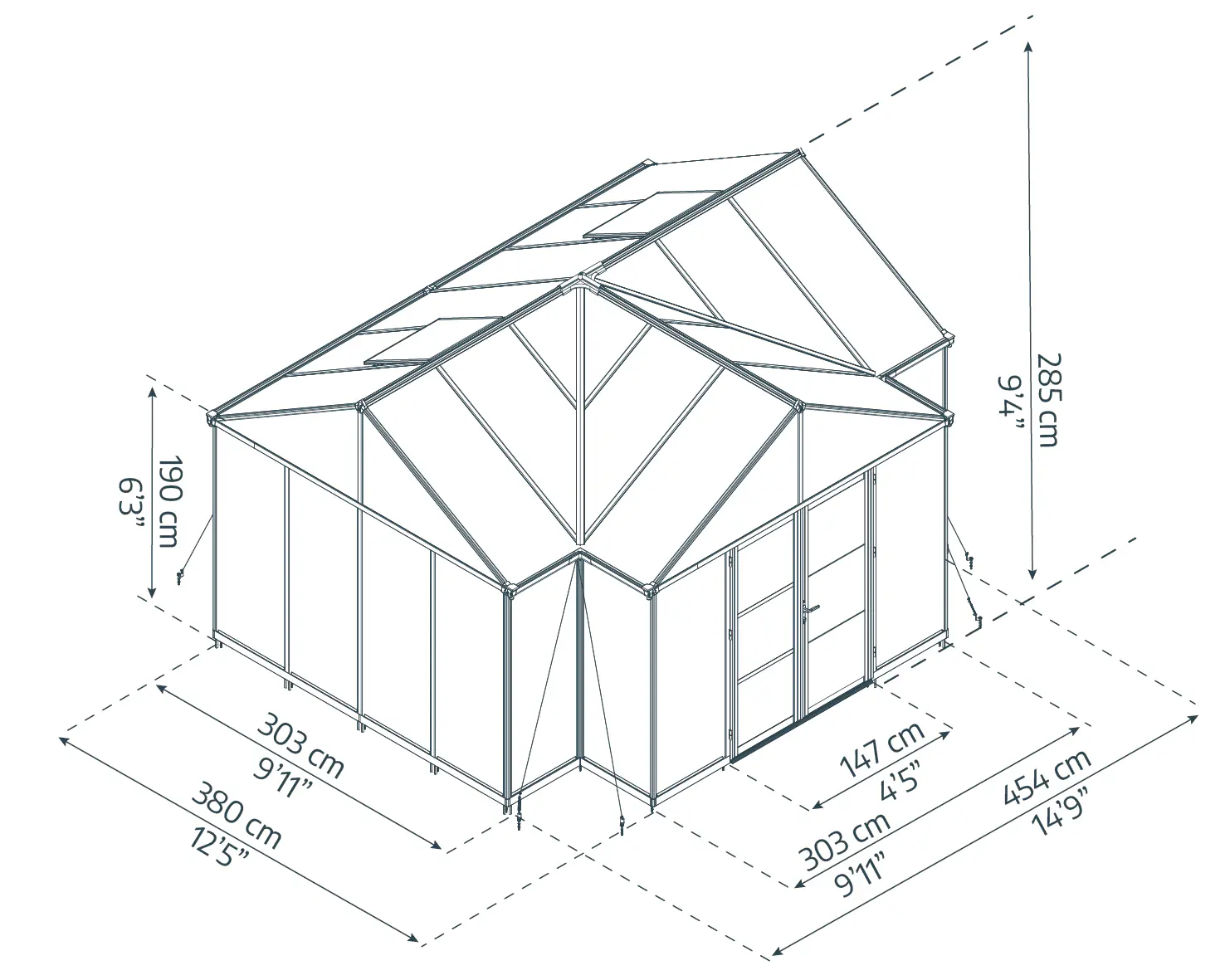 Canopia Gewächshaus Triomphe Alu schwarz 380 x 303 cm
