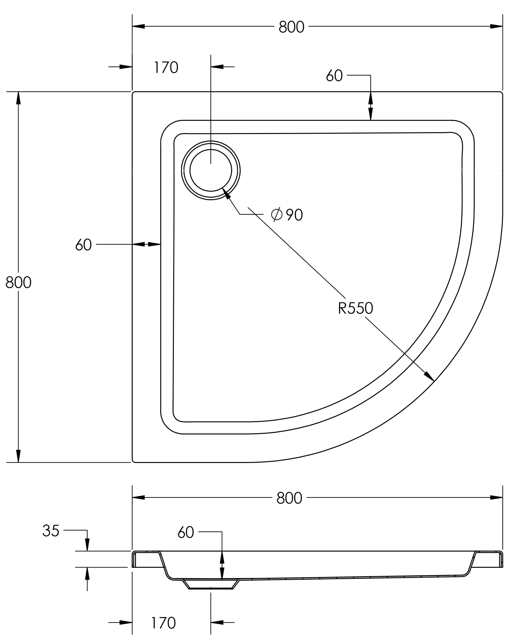 Ottofond Duschwanne Kraton 80 x 80 x 6 cm, weiß Ottofond Duschwanne Kraton 80 x 80 x 6 cm, weiß