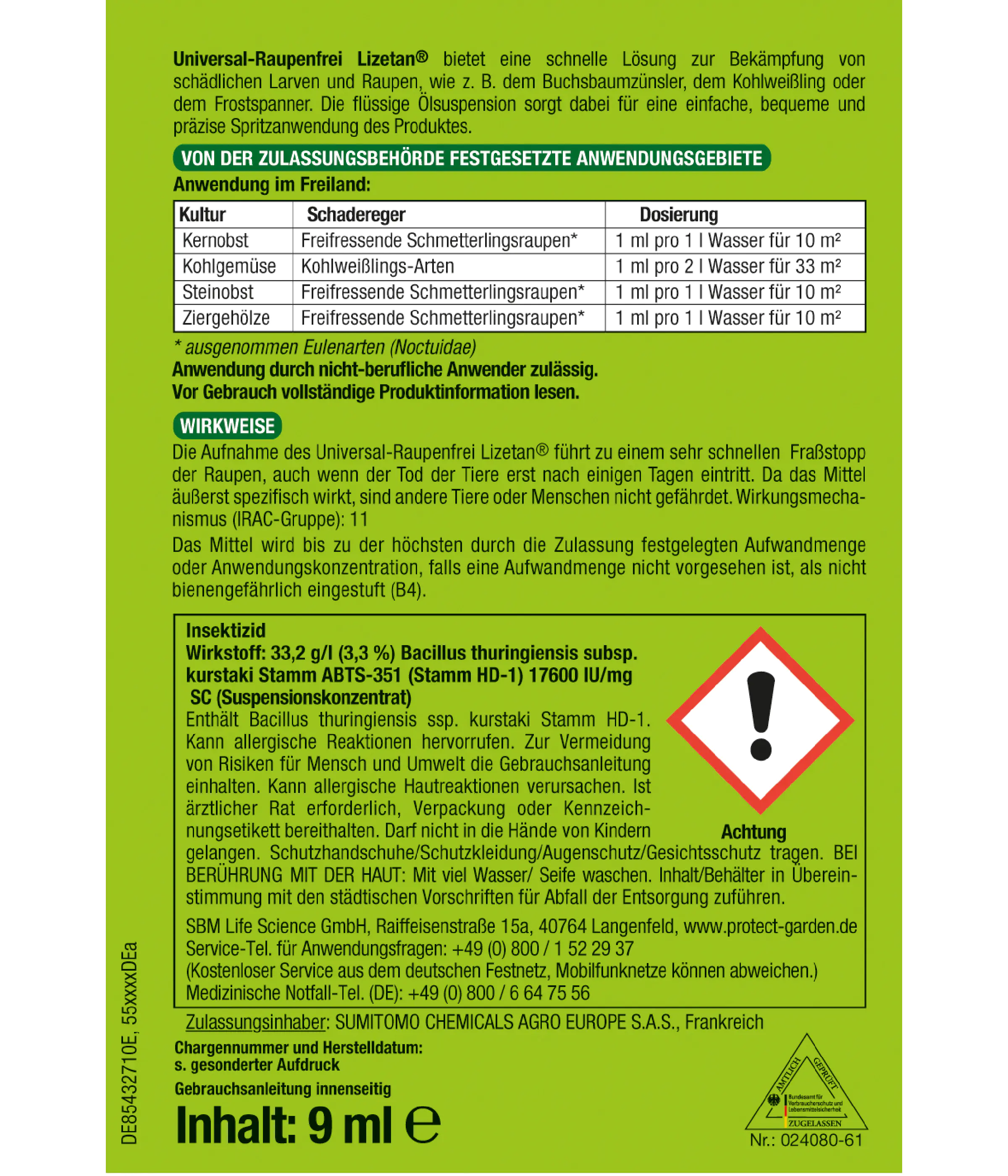 Protect Garden Lizetan Universal-Raupenfrei 9 ml Protect Garden Lizetan Universal-Raupenfrei 9 ml