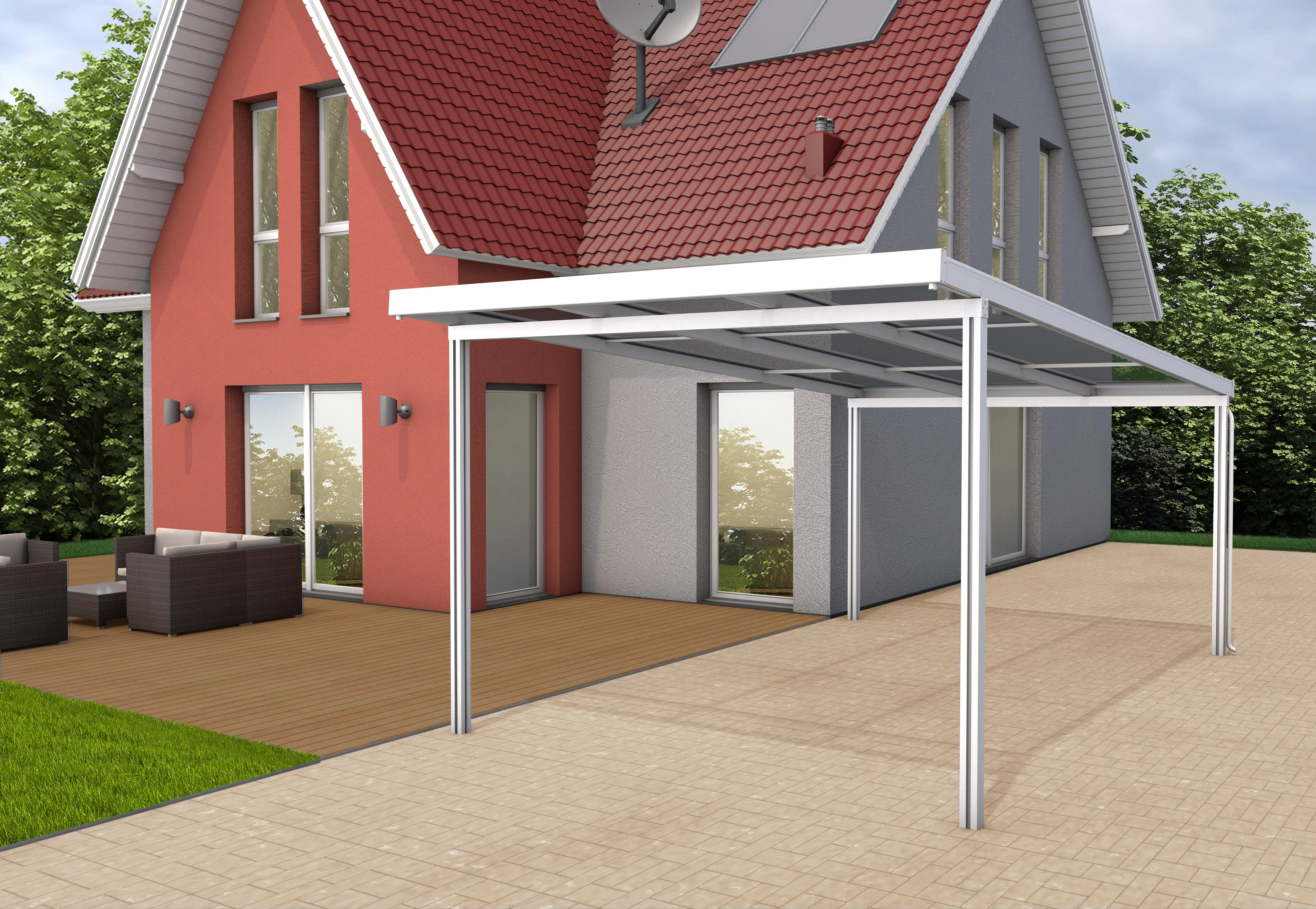 4003412129020 Gutta Premium Carport 309,4 x 562 cm, weiß, PC bronce 16 mm