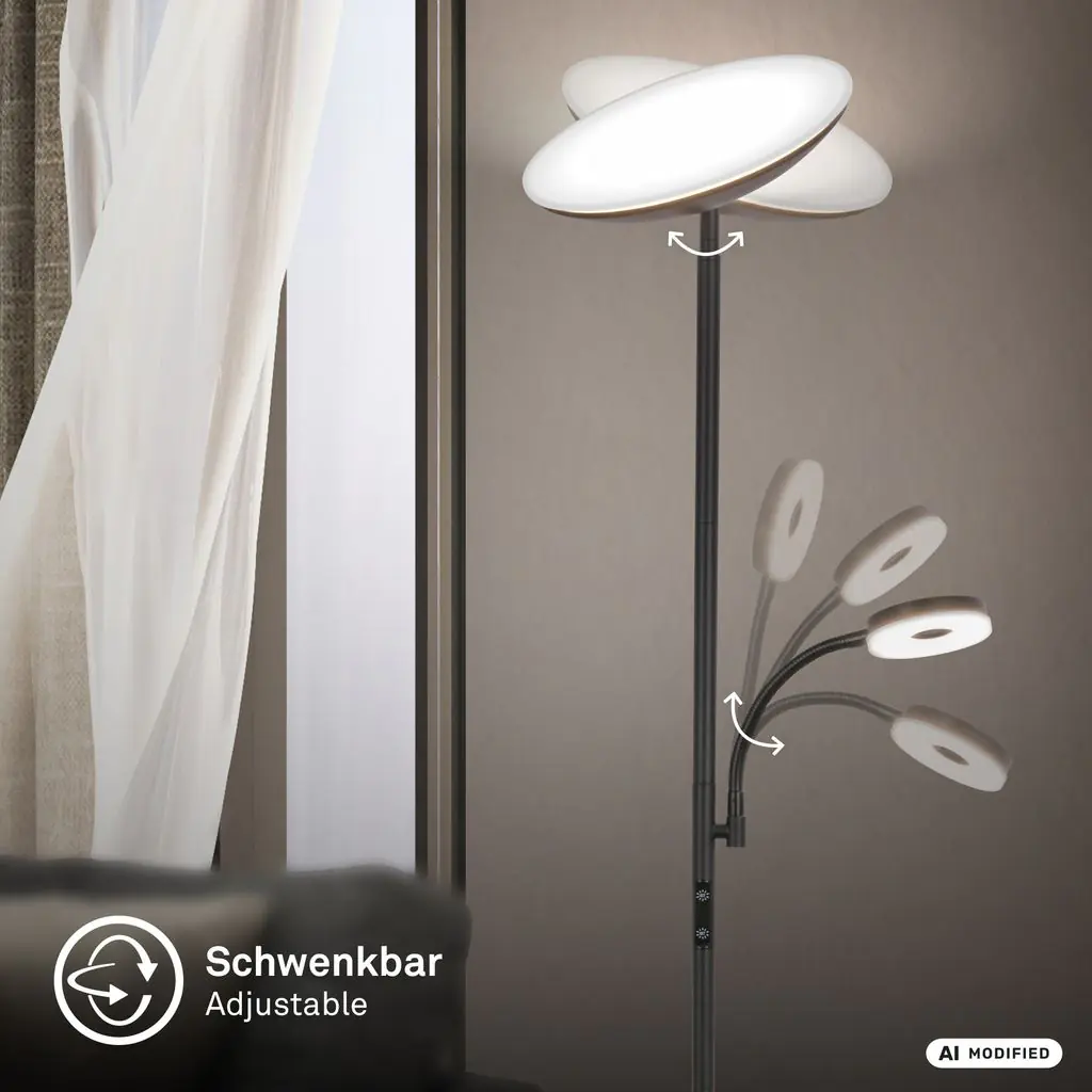 Briloner LED-Stehleuchte SIRA mit Lesearm Ø 26 x 180 cm schwarz