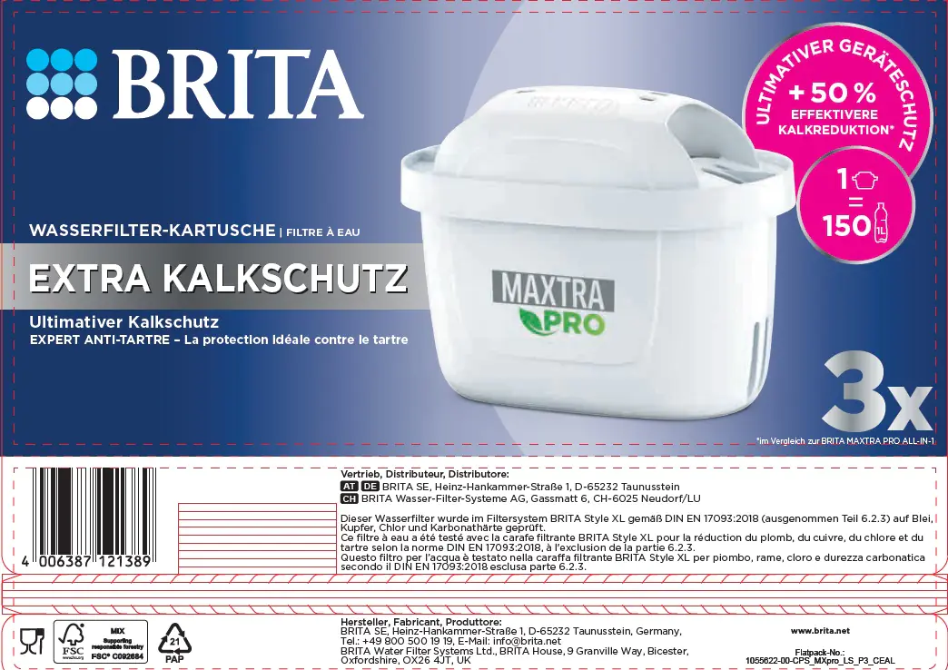 Brita Wasserfilterkartusche MAXTRA PRO EXTRA KALKSCHUTZ, 3er-Pack Brita Wasserfilterkartusche MAXTRA PRO EXTRA KALKSCHUTZ, 3er-Pack