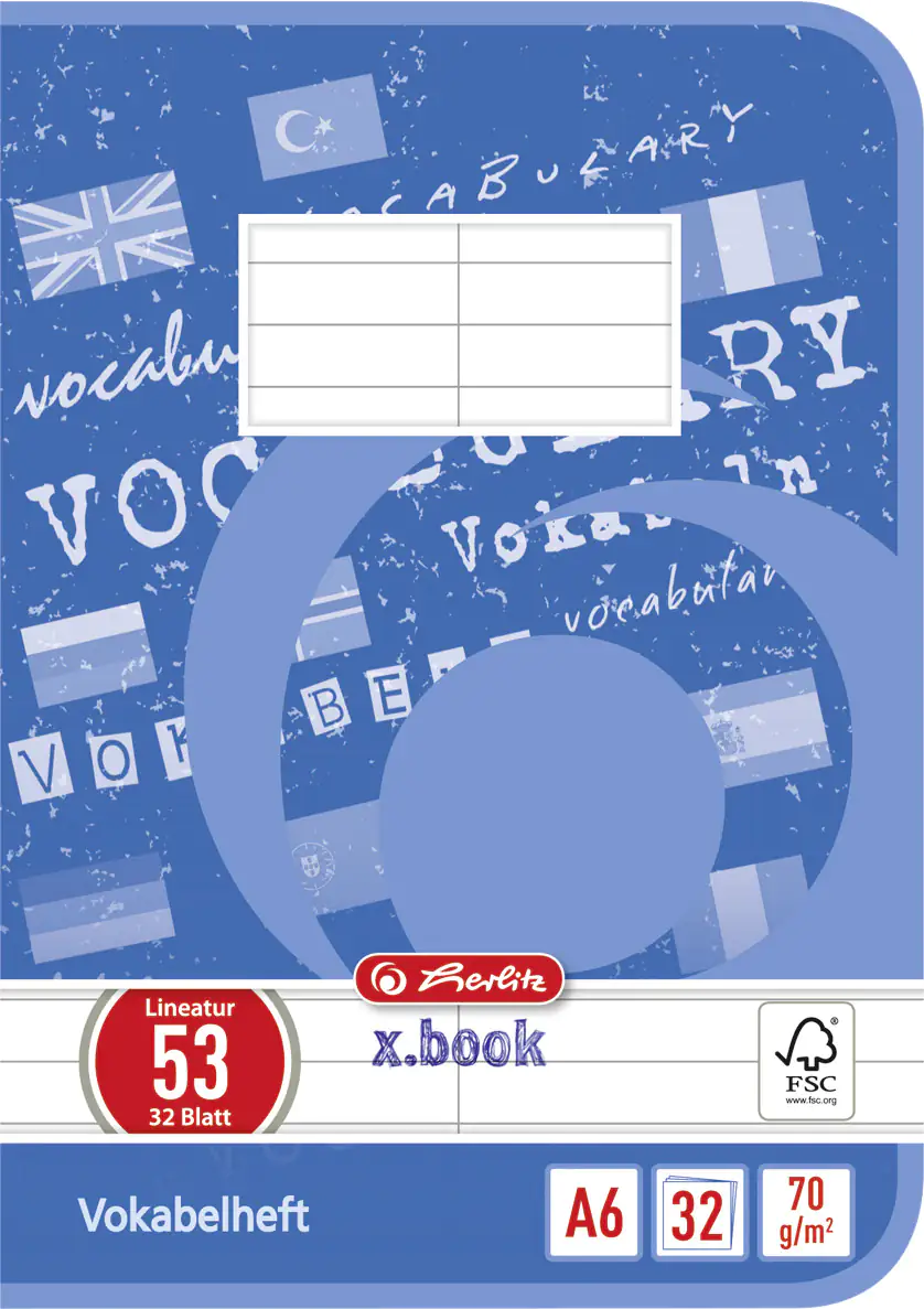 herlitz Schulheft Vokabelheft A6 liniert 32 Blatt holzfreies Papier 70 g/m²