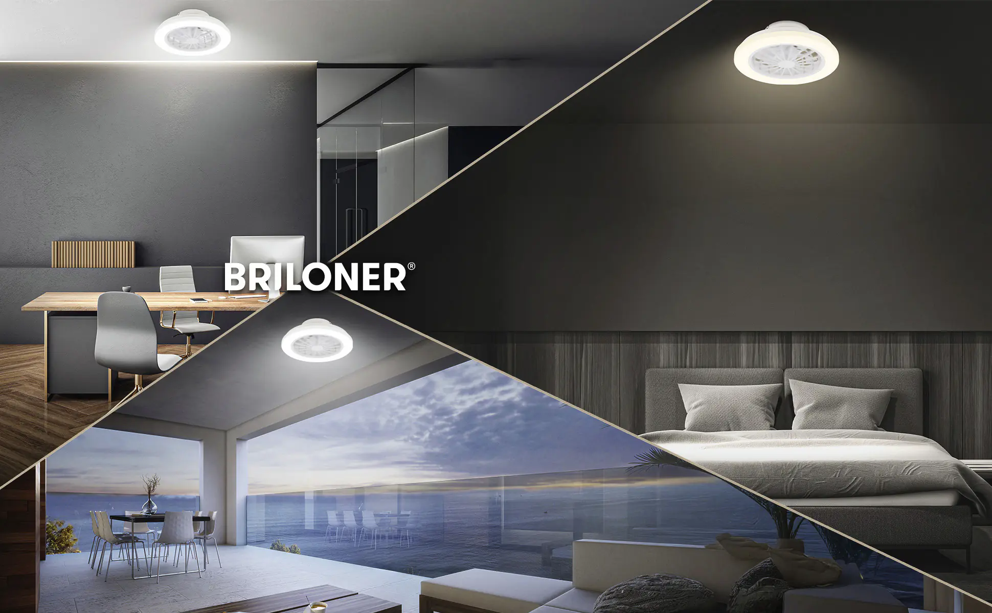 Briloner LED Deckenleuchte mit Ventilator Pafo Ø 38 cm 24 W weiß matt CCT dimmbar